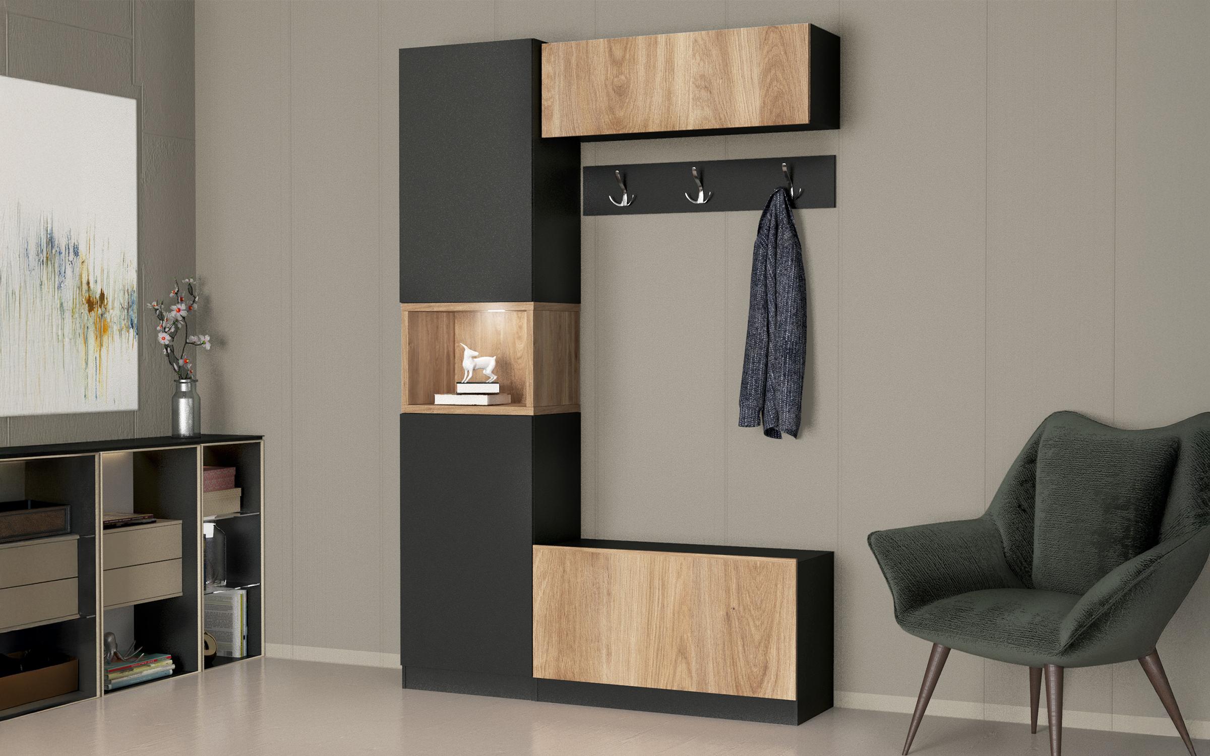 Cuier Haris, stejar cupru + antracit  1