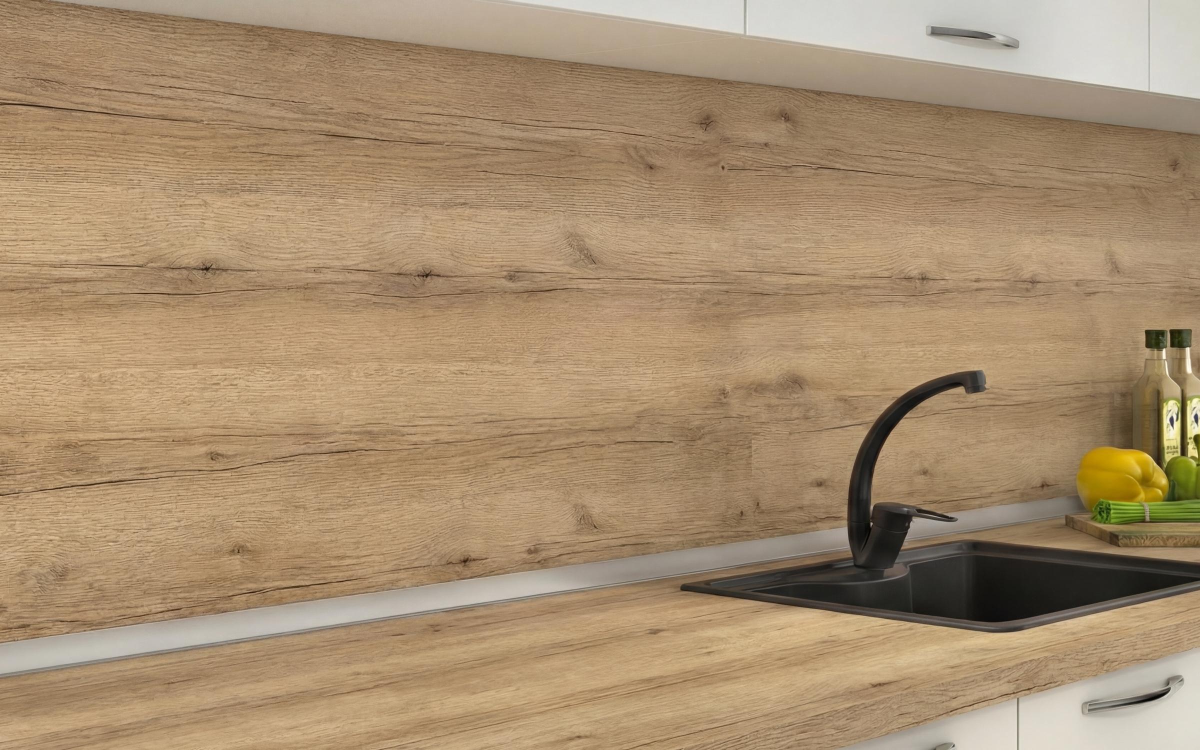 9 mm/1400 mm Panou de perete termorezistent, stejar nisipiu rustic  1