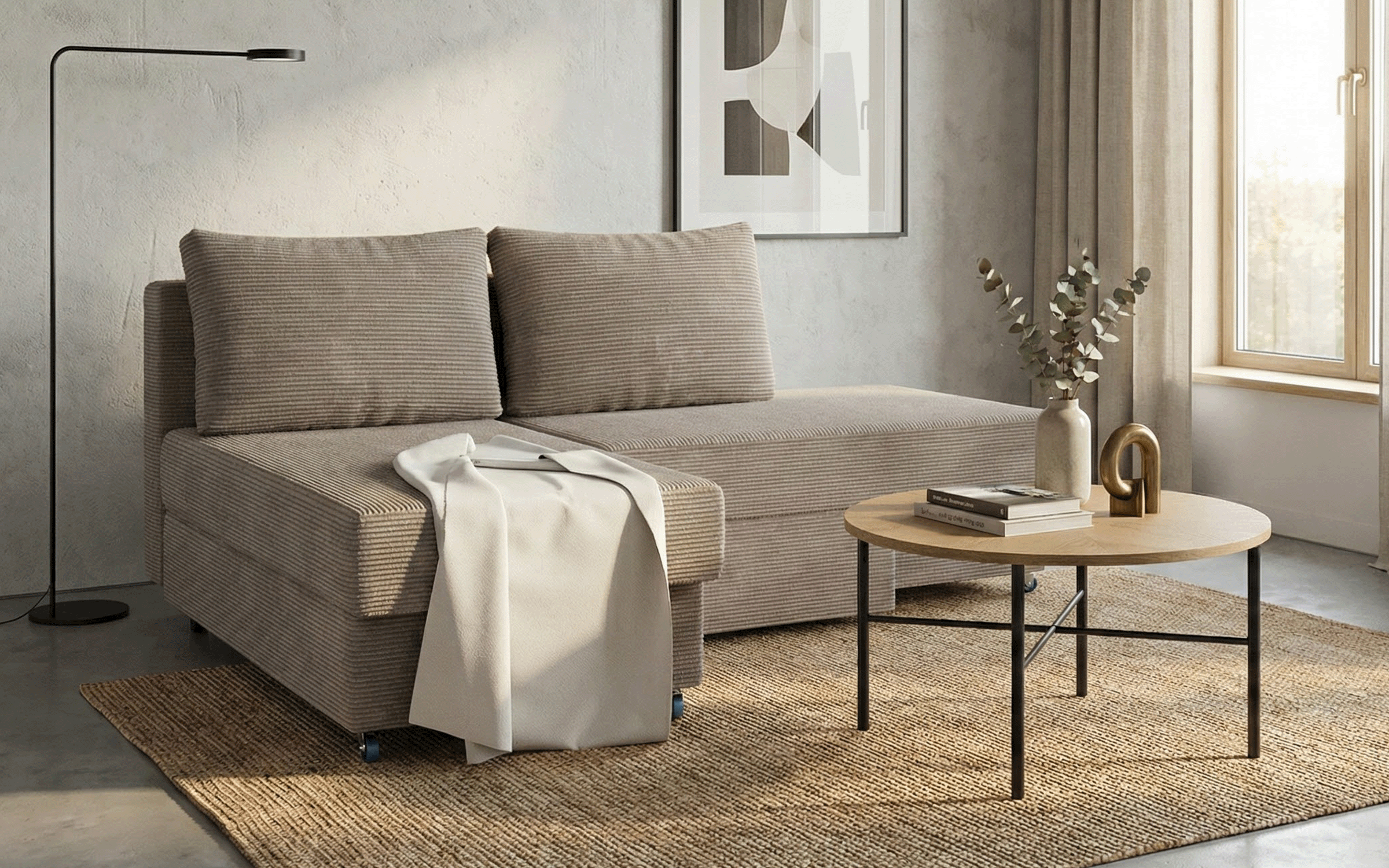 Set Canapea Boni + masuta de cafea Giulita, bej inchis  1