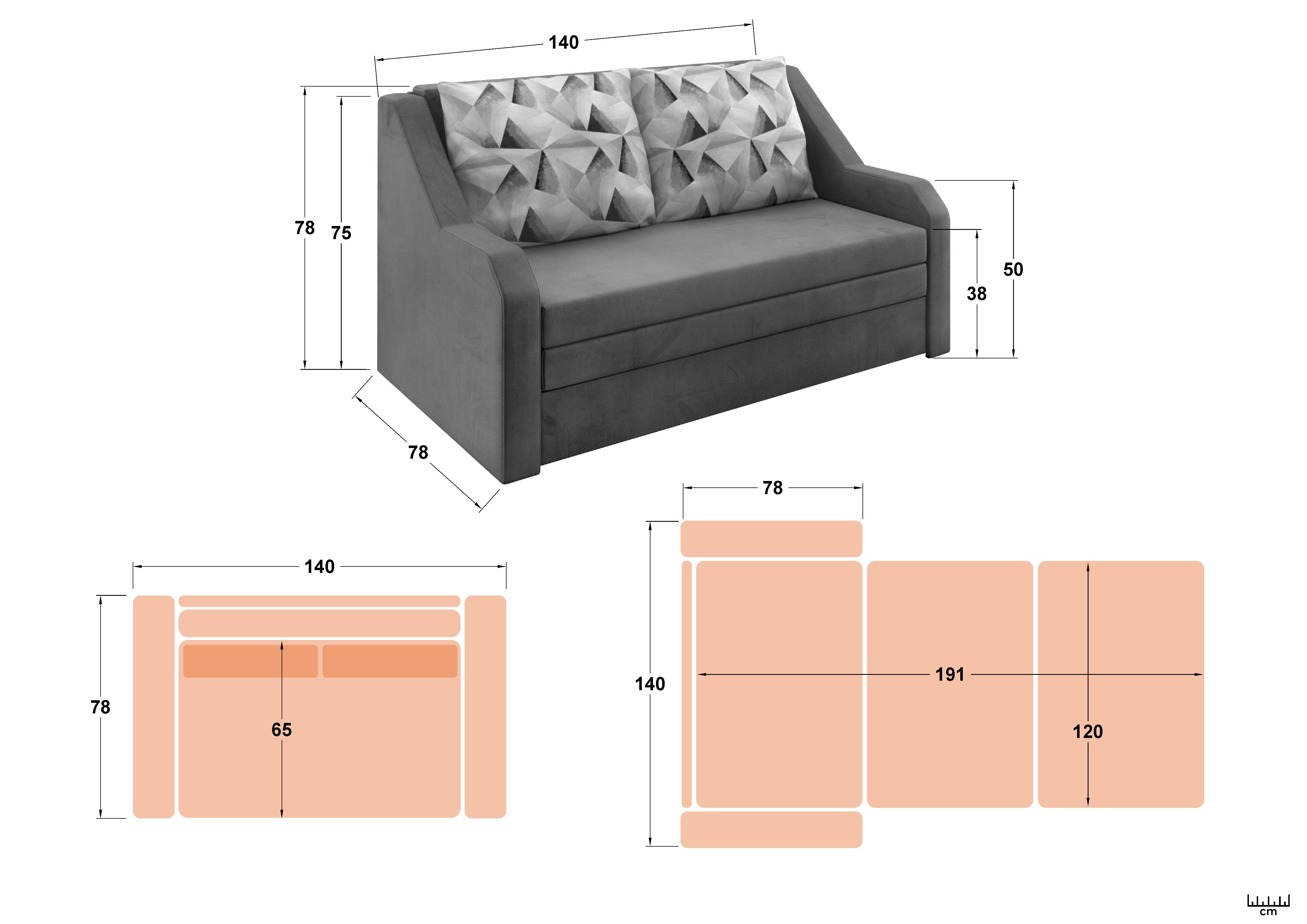 Canapea extensibila Adison XXS, gri  2