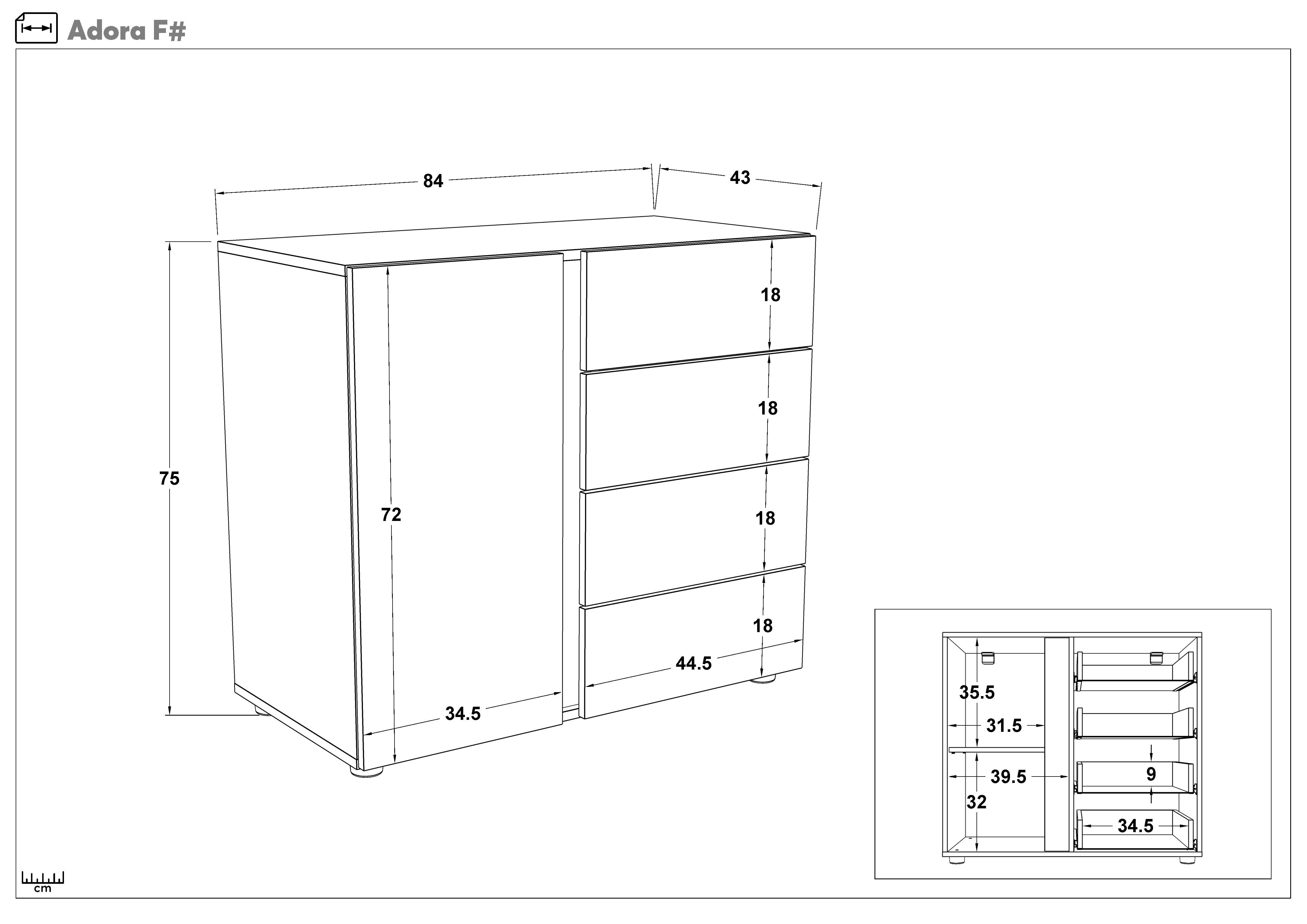 Set dormitor 160/200 Adora, stejar antracit + alb lucios  4