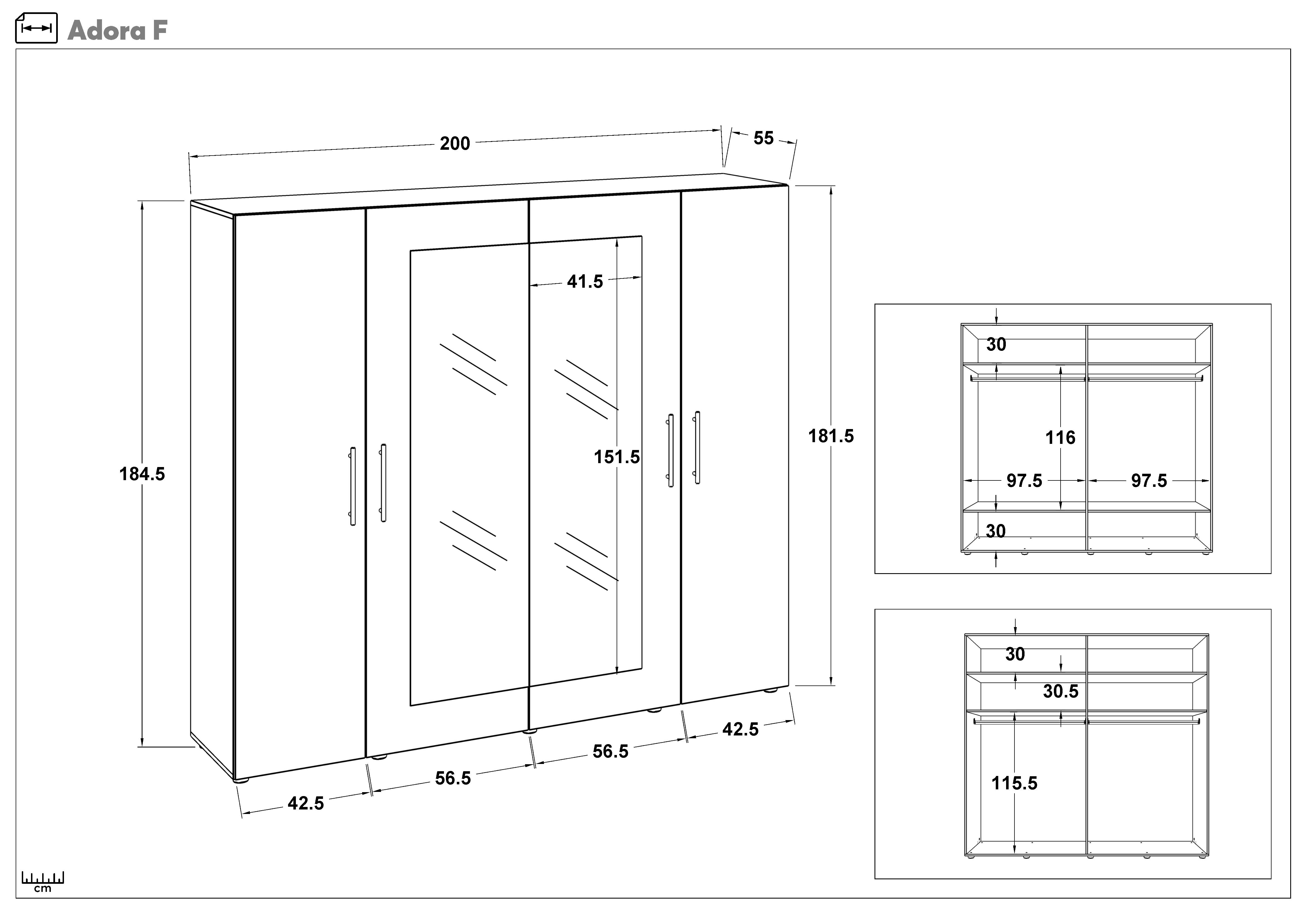 Dulap Adora, stejar antracit + alb lucios  2
