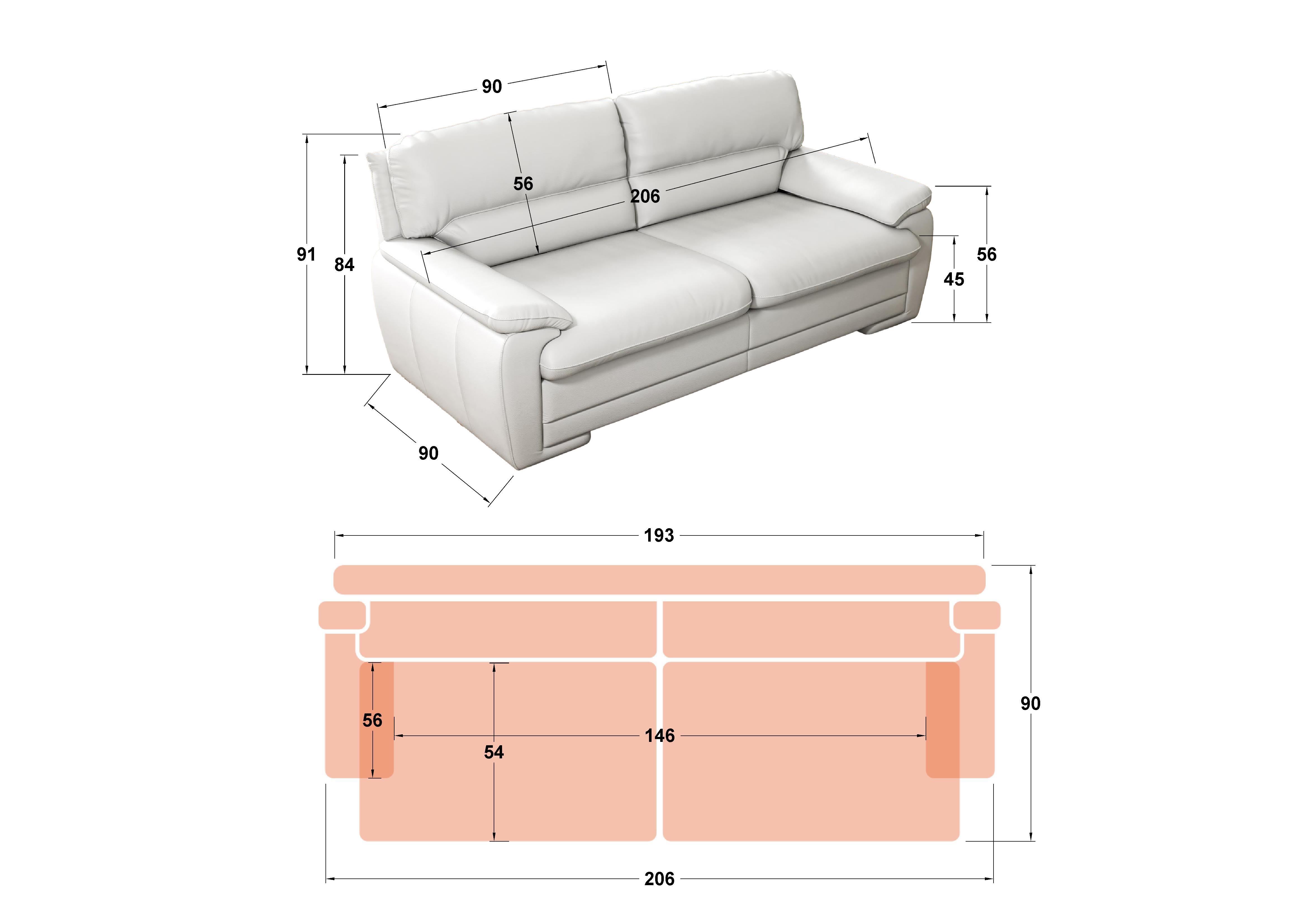 Canapea 3 locuri Adris, piele naturala gri deschis  2