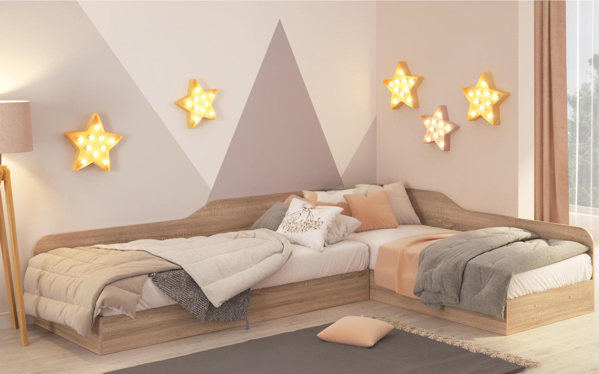 Paturi de colt 82/190 cu lada Valens,   1