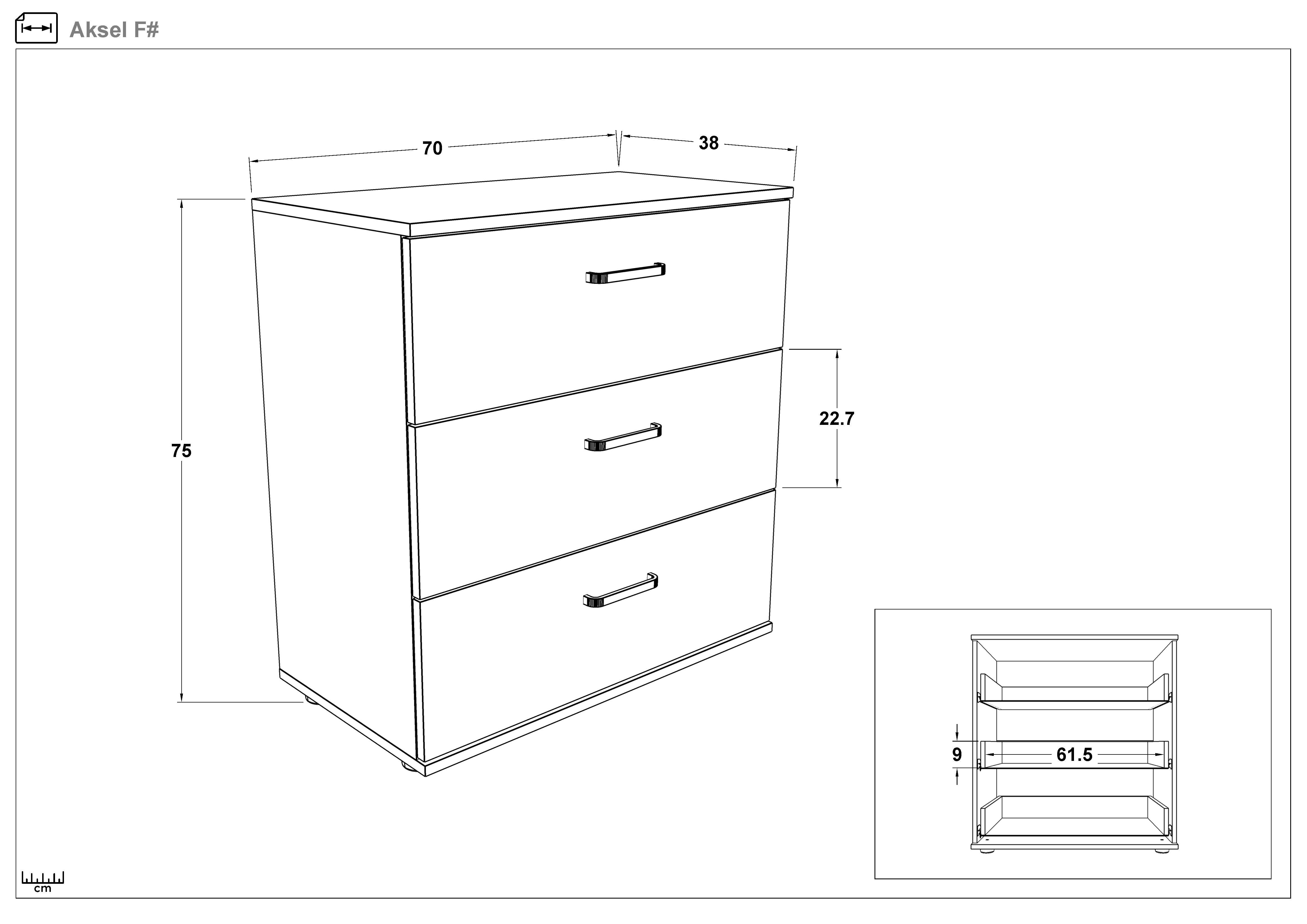 Pat dublu + 2 buc. noptiera + comoda Colectia Emily 2 pentru dormitor, casmir + stejar antracit  4