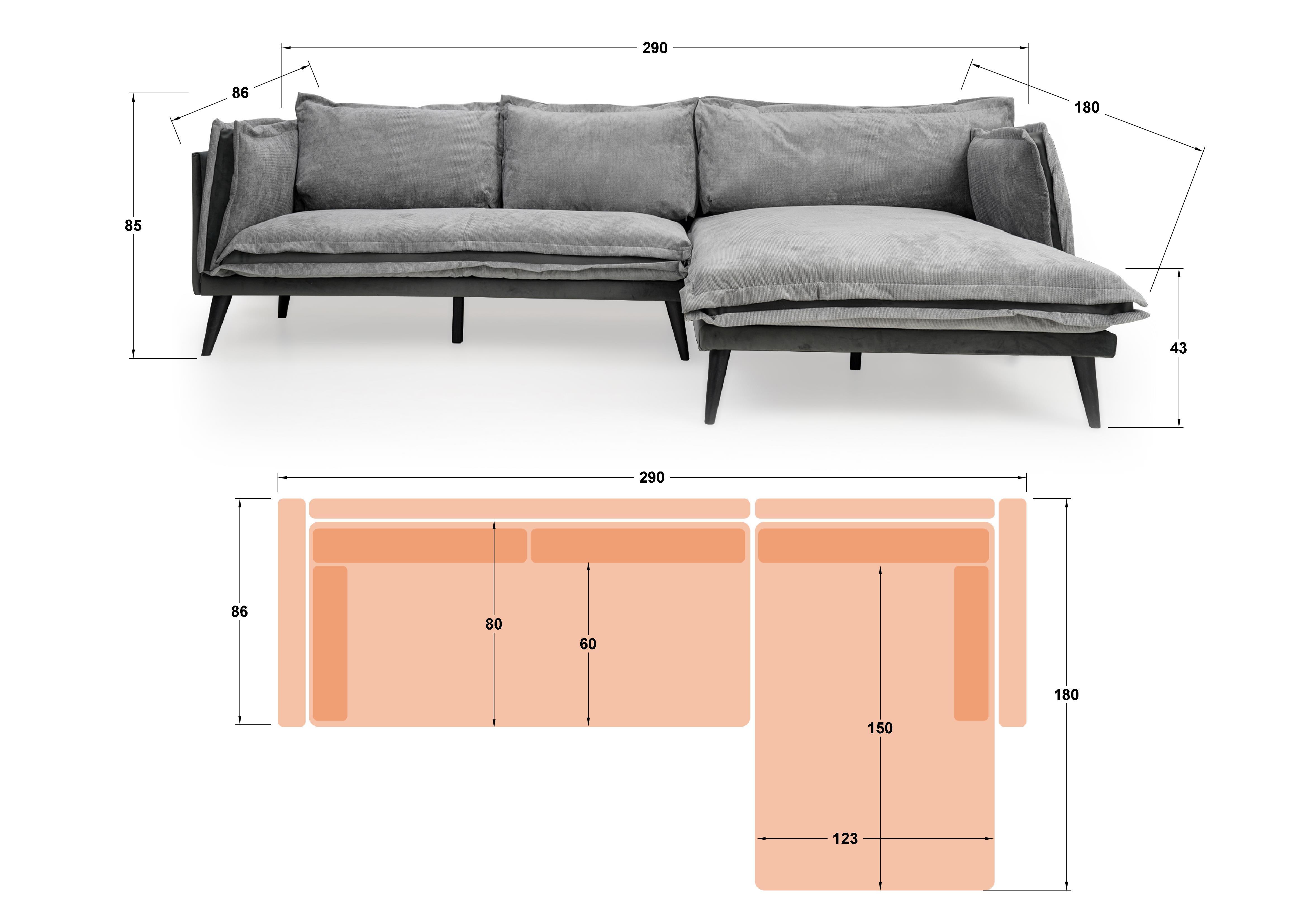 Coltar pentru living Alberto, albastru  2