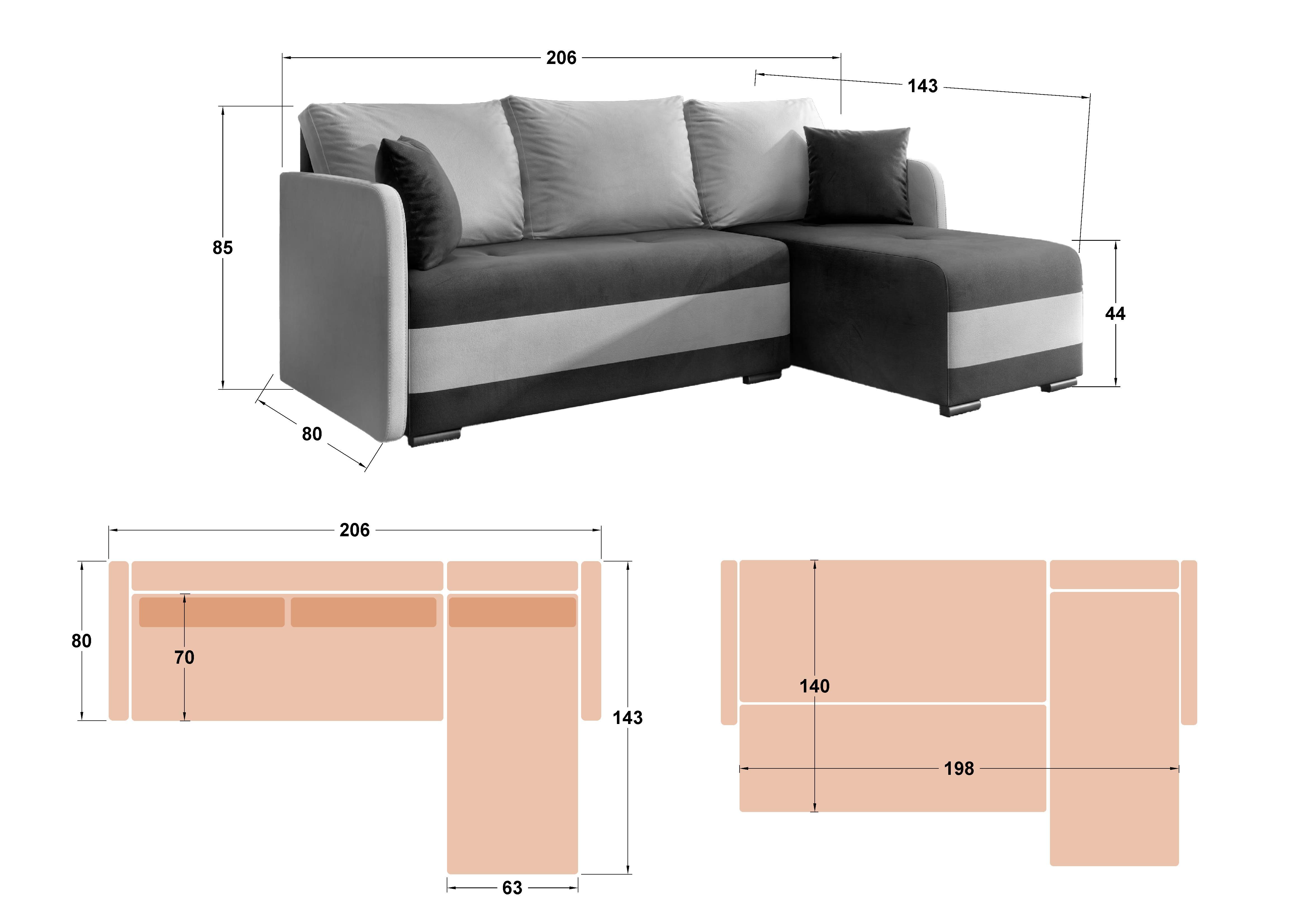Coltar extensibil Alexa, grafit + gri +roz  2
