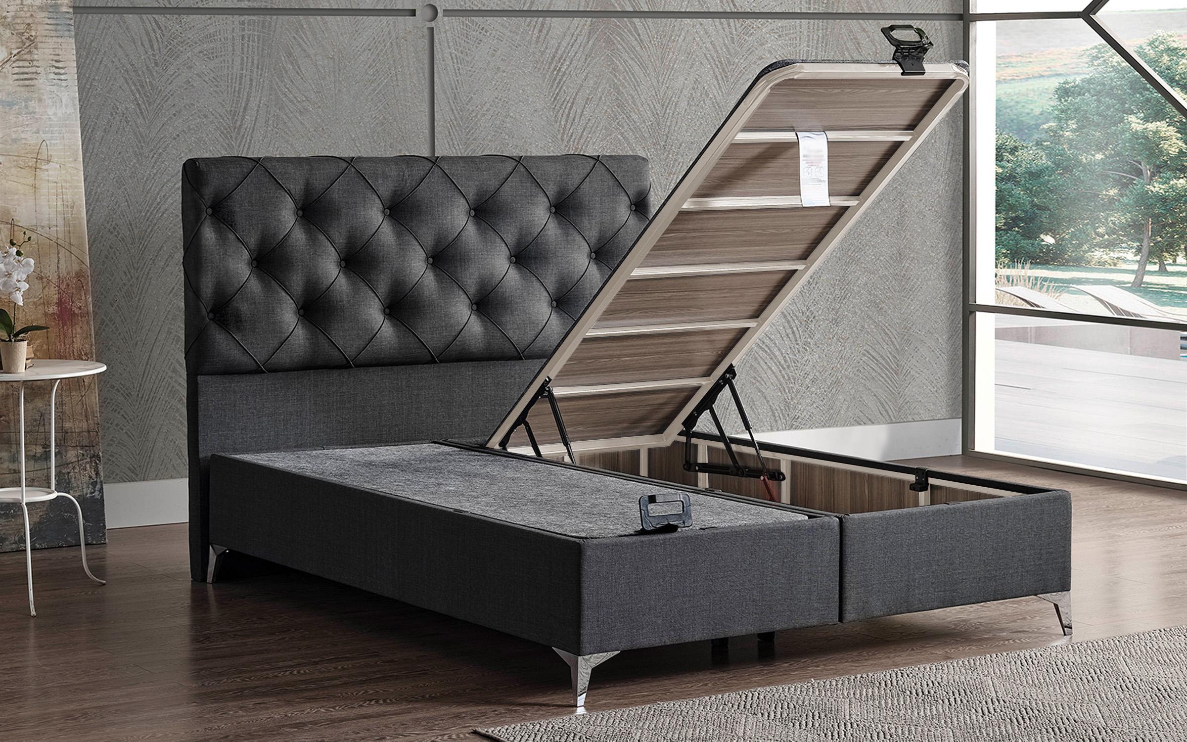 Pat dublu Boxspring 160/200 Alfino + saltea, antracit  5