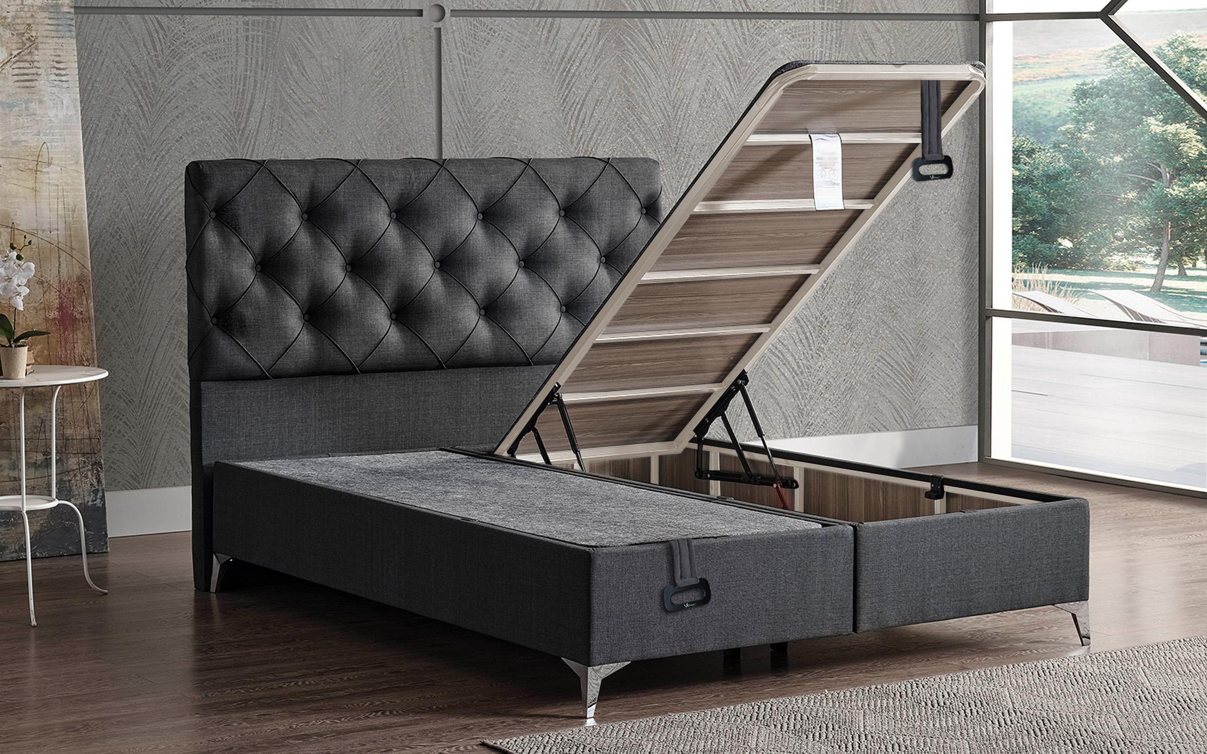 Pat dublu Boxspring 160/200 Alfino + saltea, antracit  6