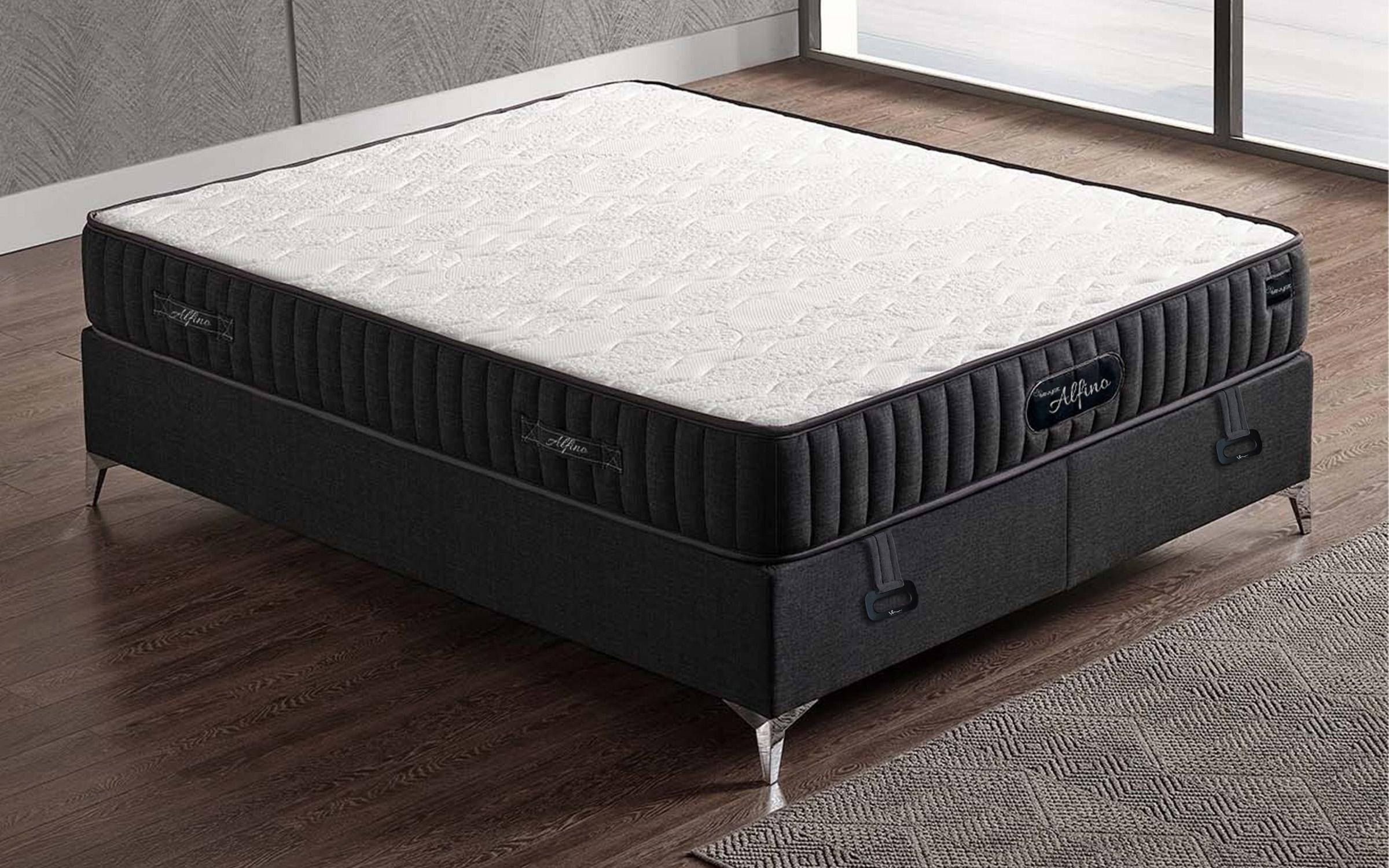 Pat dublu Boxspring 160/200 Alfino + saltea, antracit  5