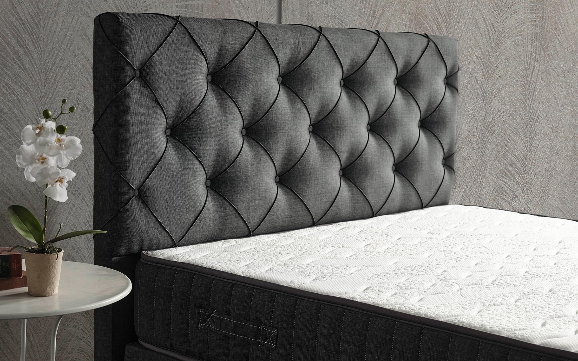 Pat dublu Boxspring 160/200 Alfino + saltea, antracit  3