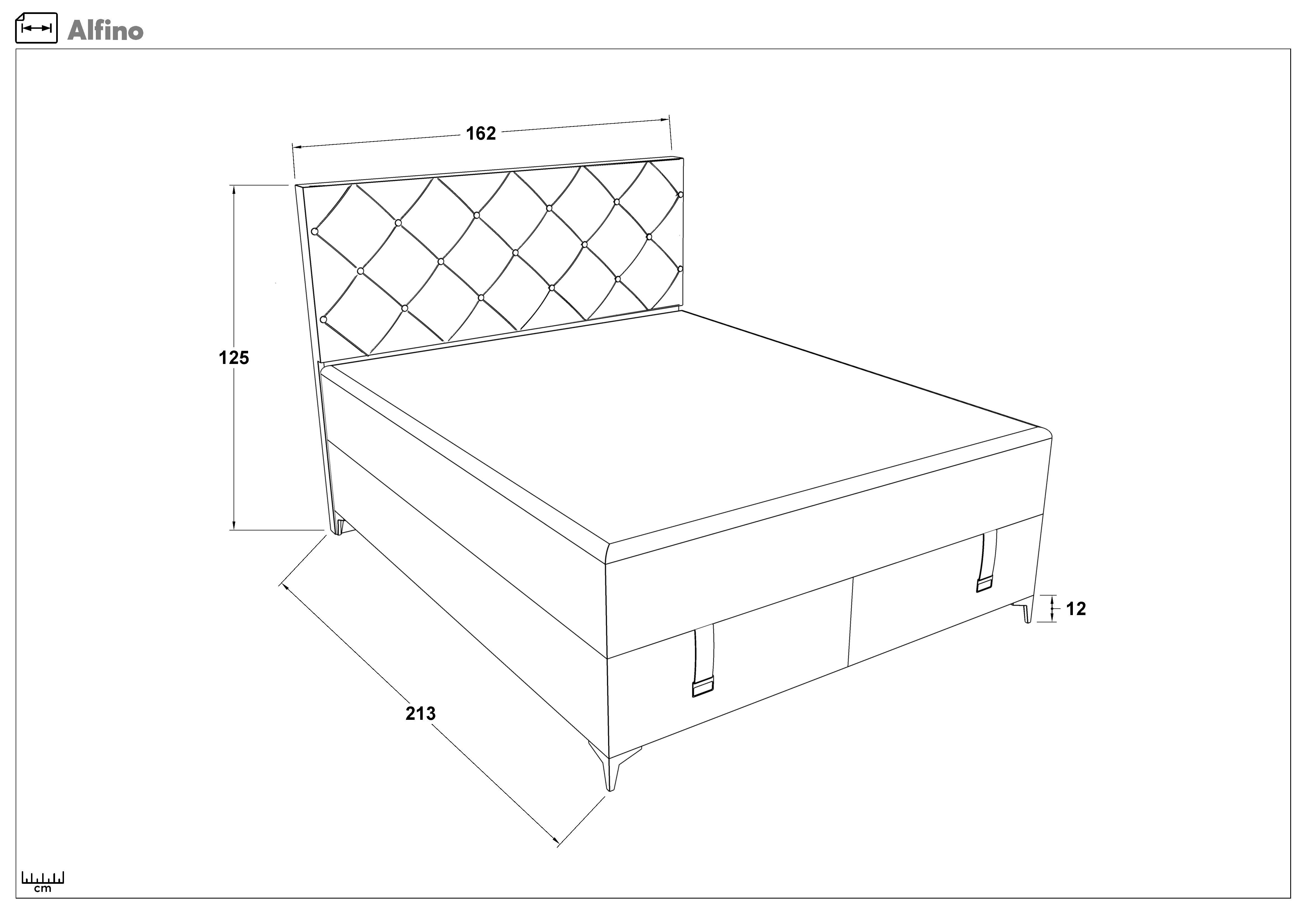 Pat dublu Boxspring 160/200 Alfino + saltea, antracit  2