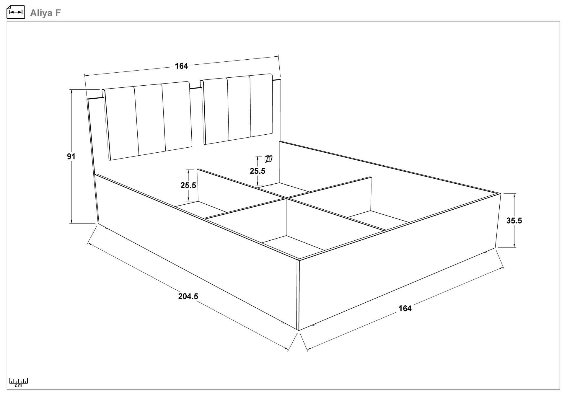 Pat dublu 160/200 Alia, stejar evoc + piele alba Sf17  2