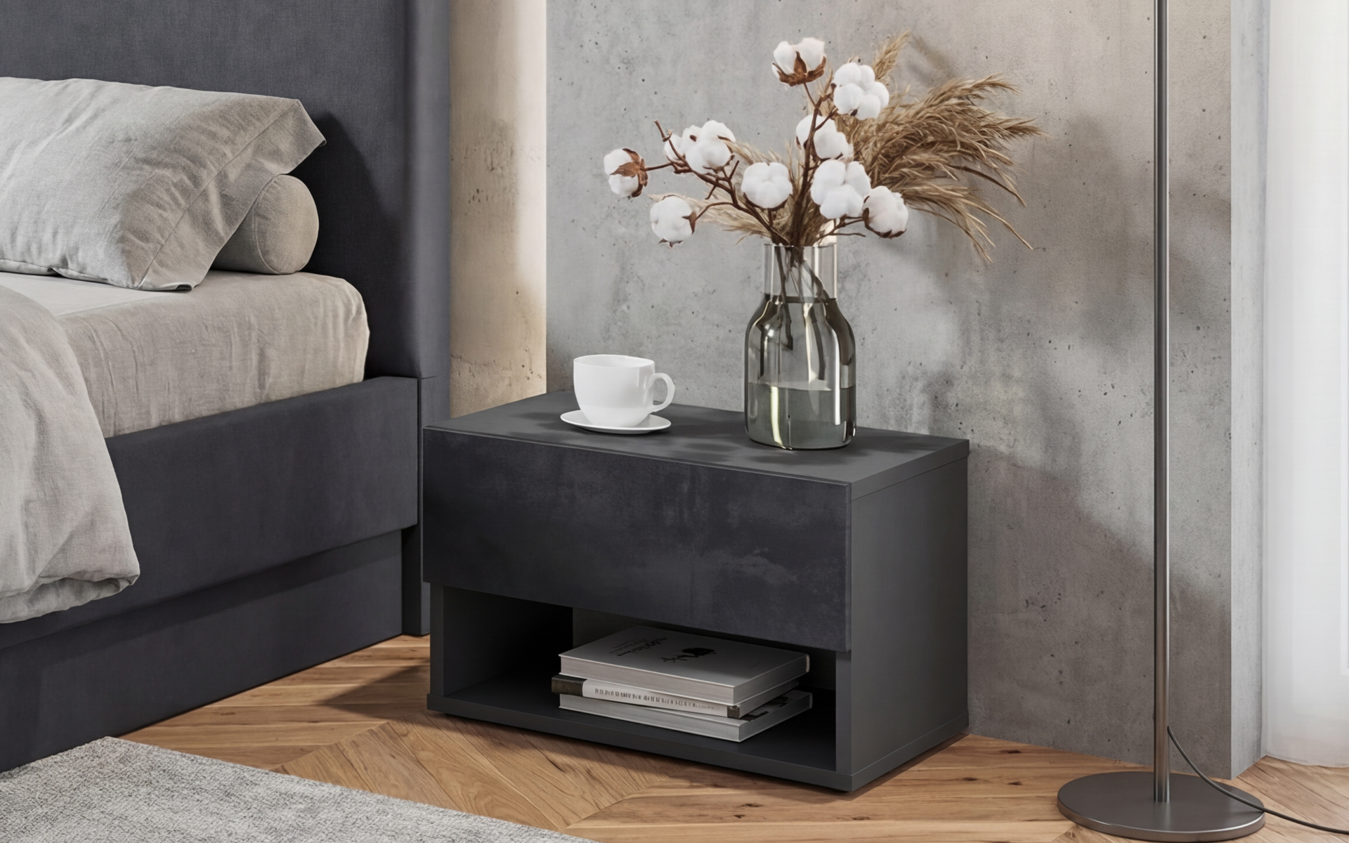 Set dormitor 160/200 Almira, antracit mat + Magma  3