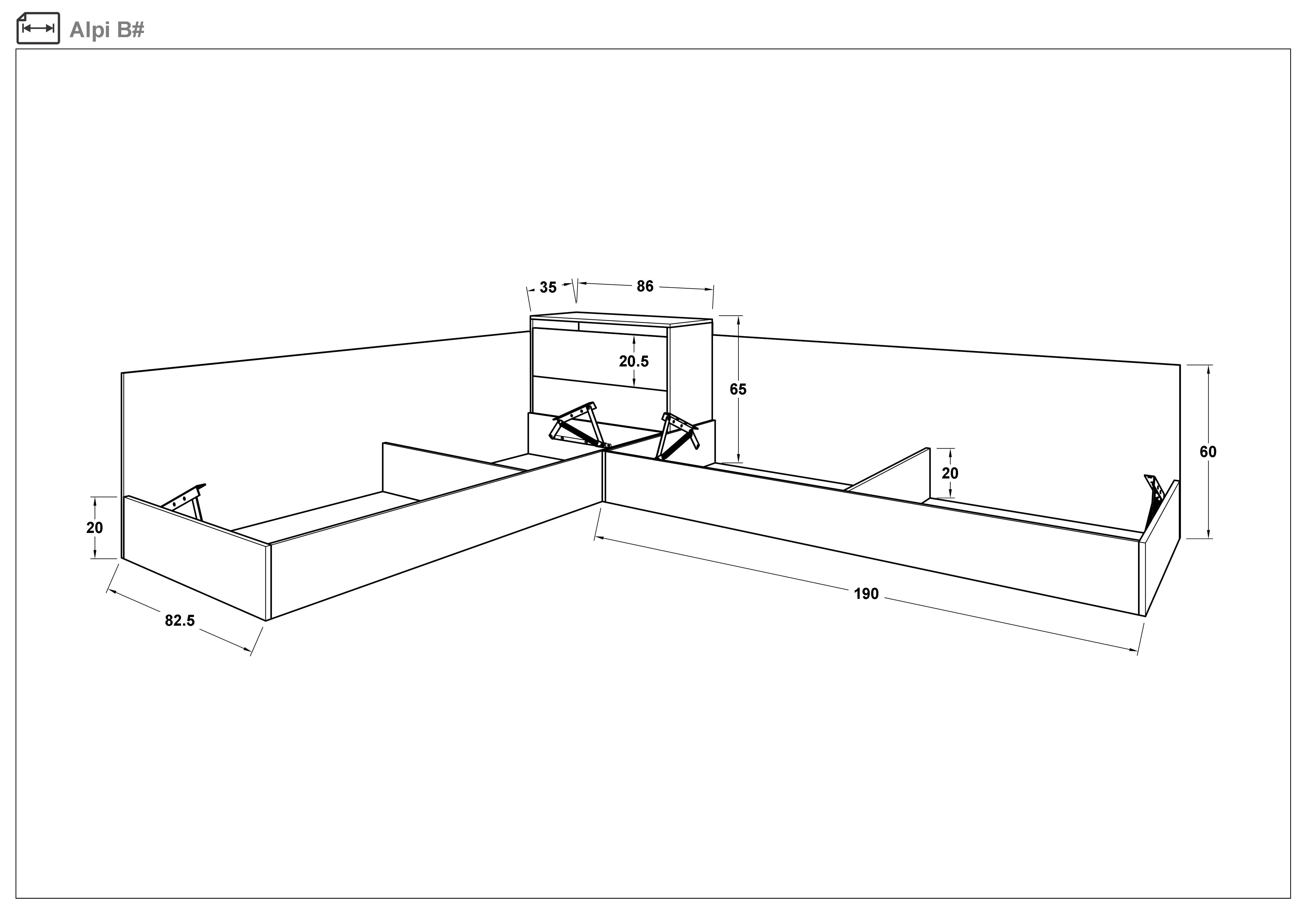 Угловые кровати с ящиком под матрас 82/190 Альпы,   2