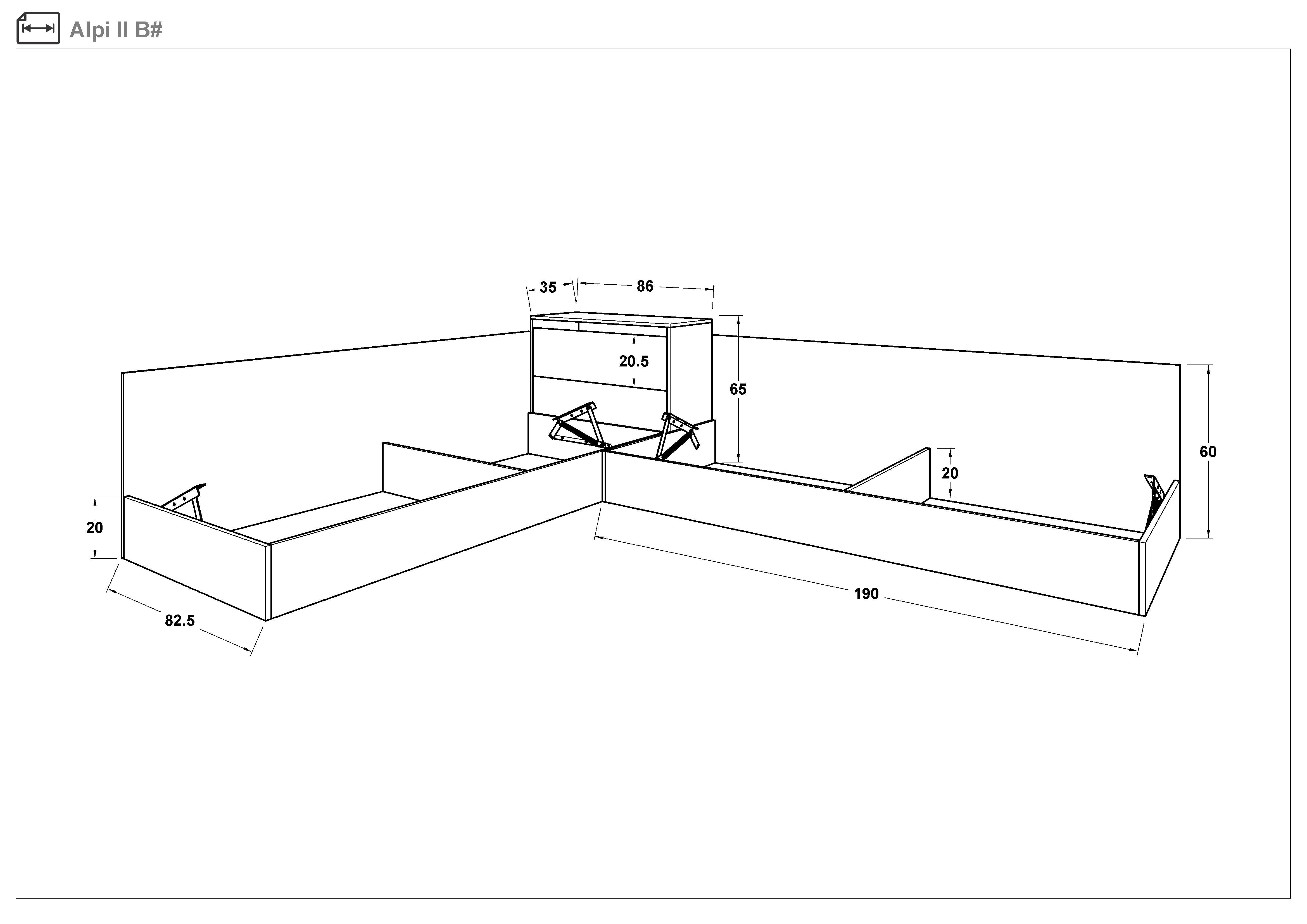 Угловые кровати с ящиком под матрас 82/190 Альпы, венге  2