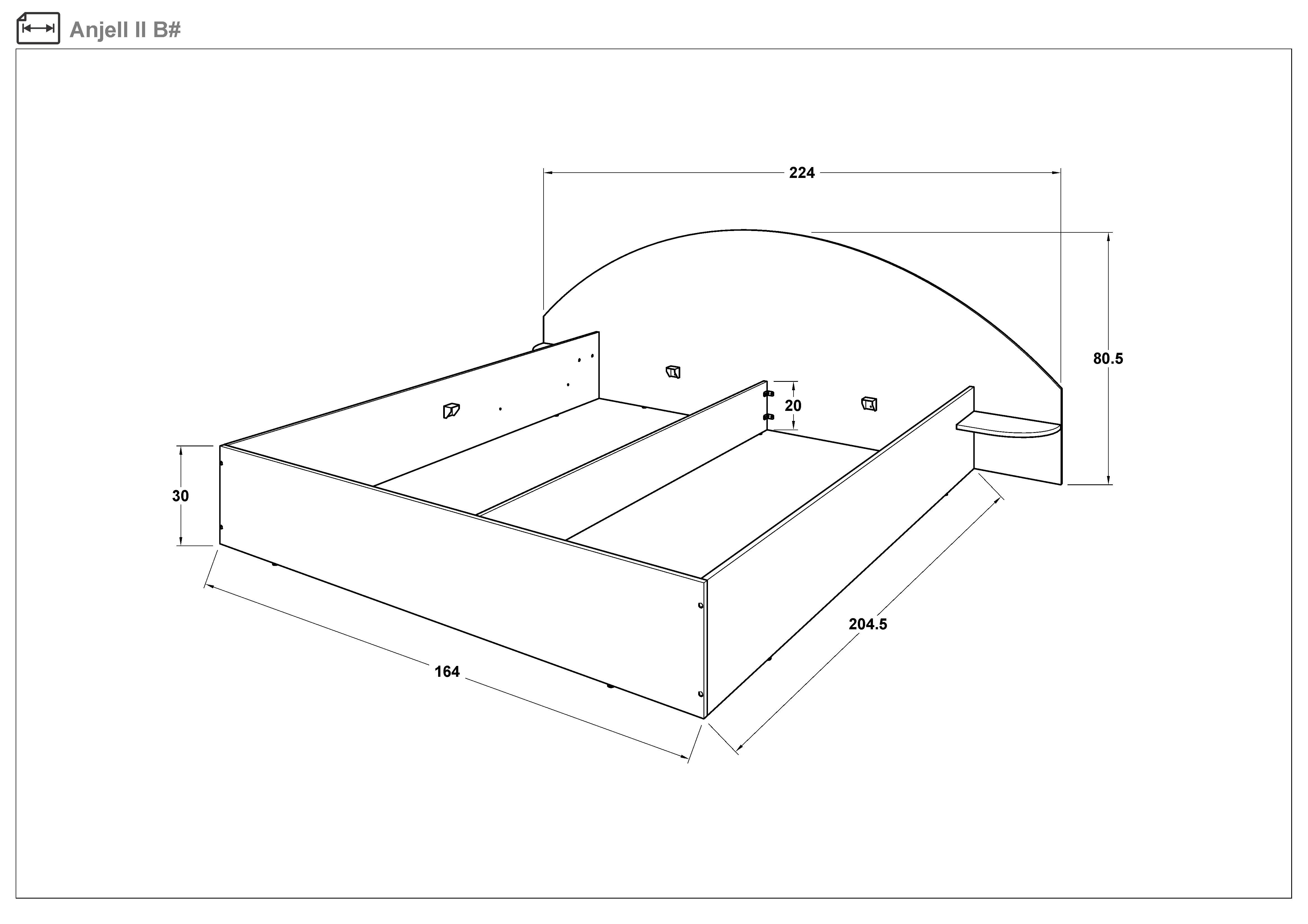 Pat dublu 160/200 Angel, stejar evoc  2