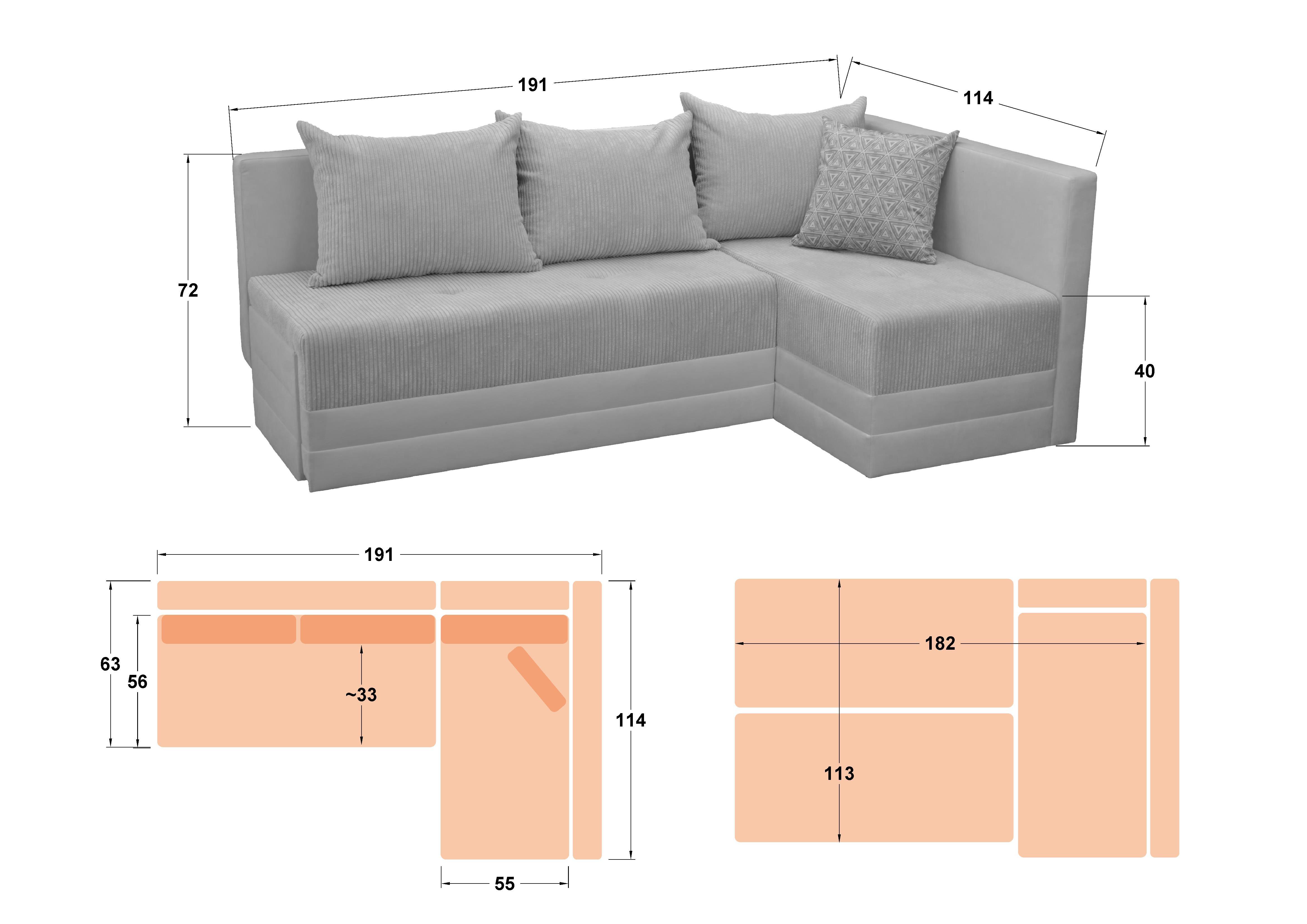 Coltar extensibil de bucatarie Aramo, maro inchis + print  2