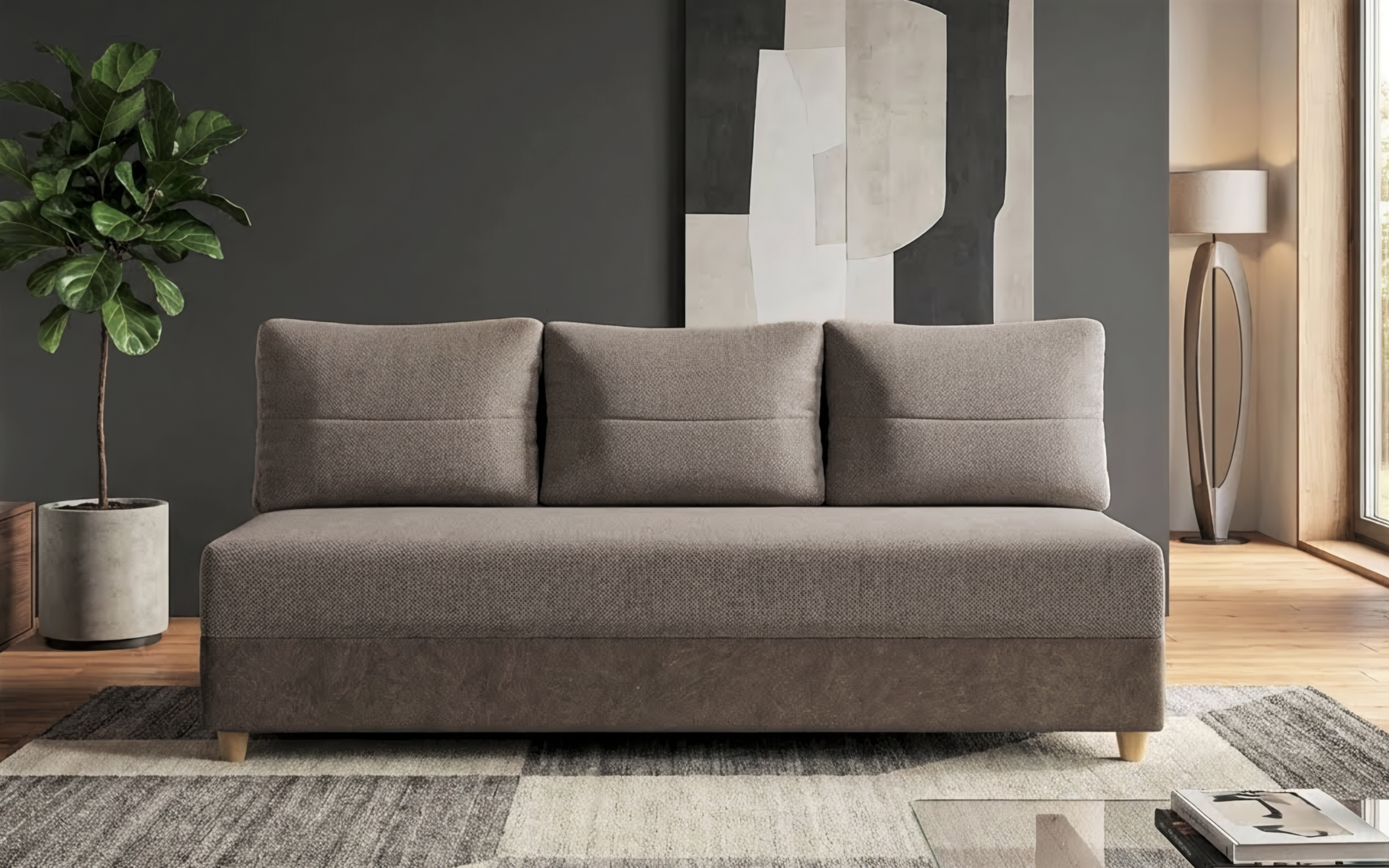 Canapea extensibila Arano, bej inchis + maro deschis  1