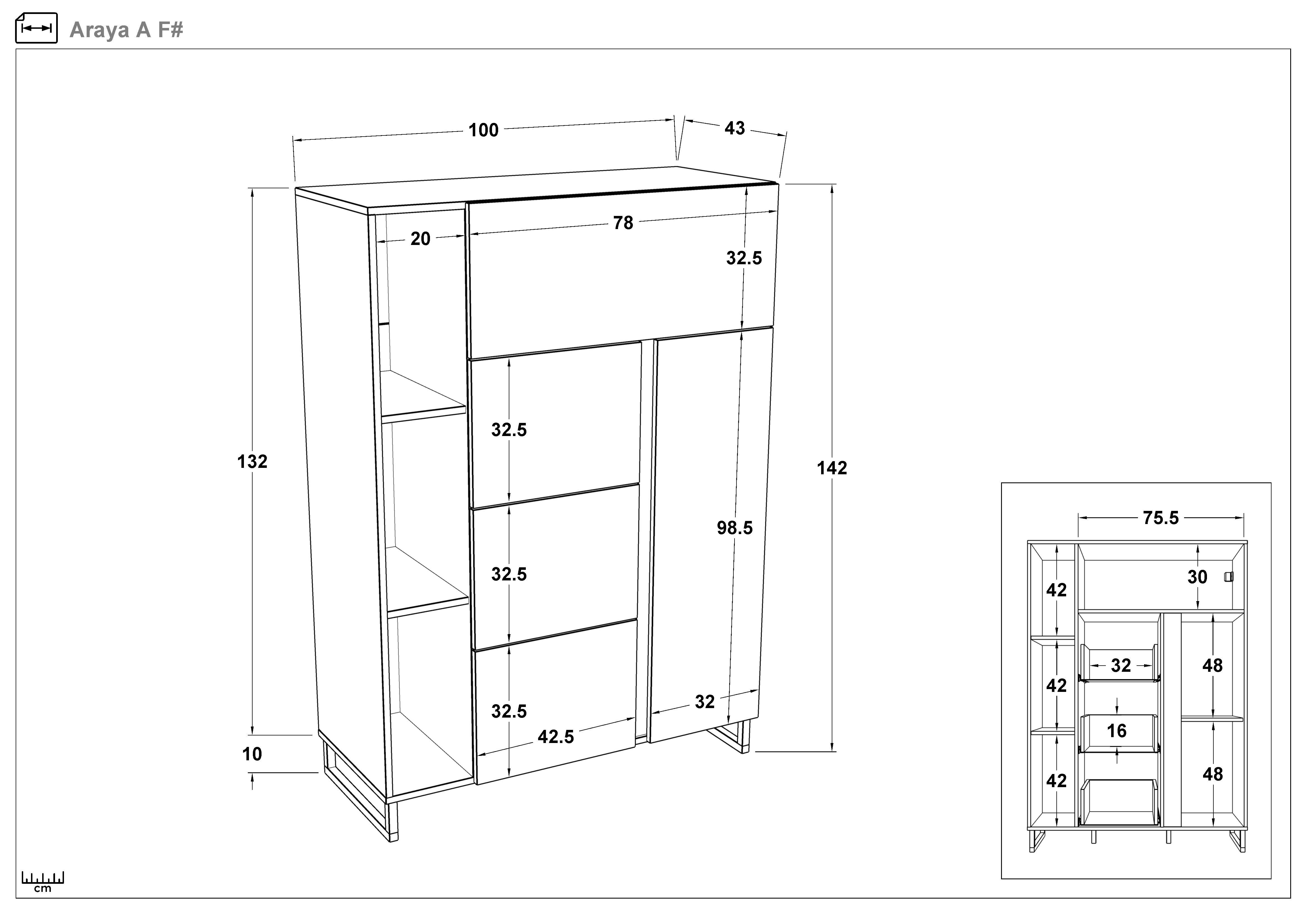 Comoda Araya A, casmir + stejar Castello honey  2