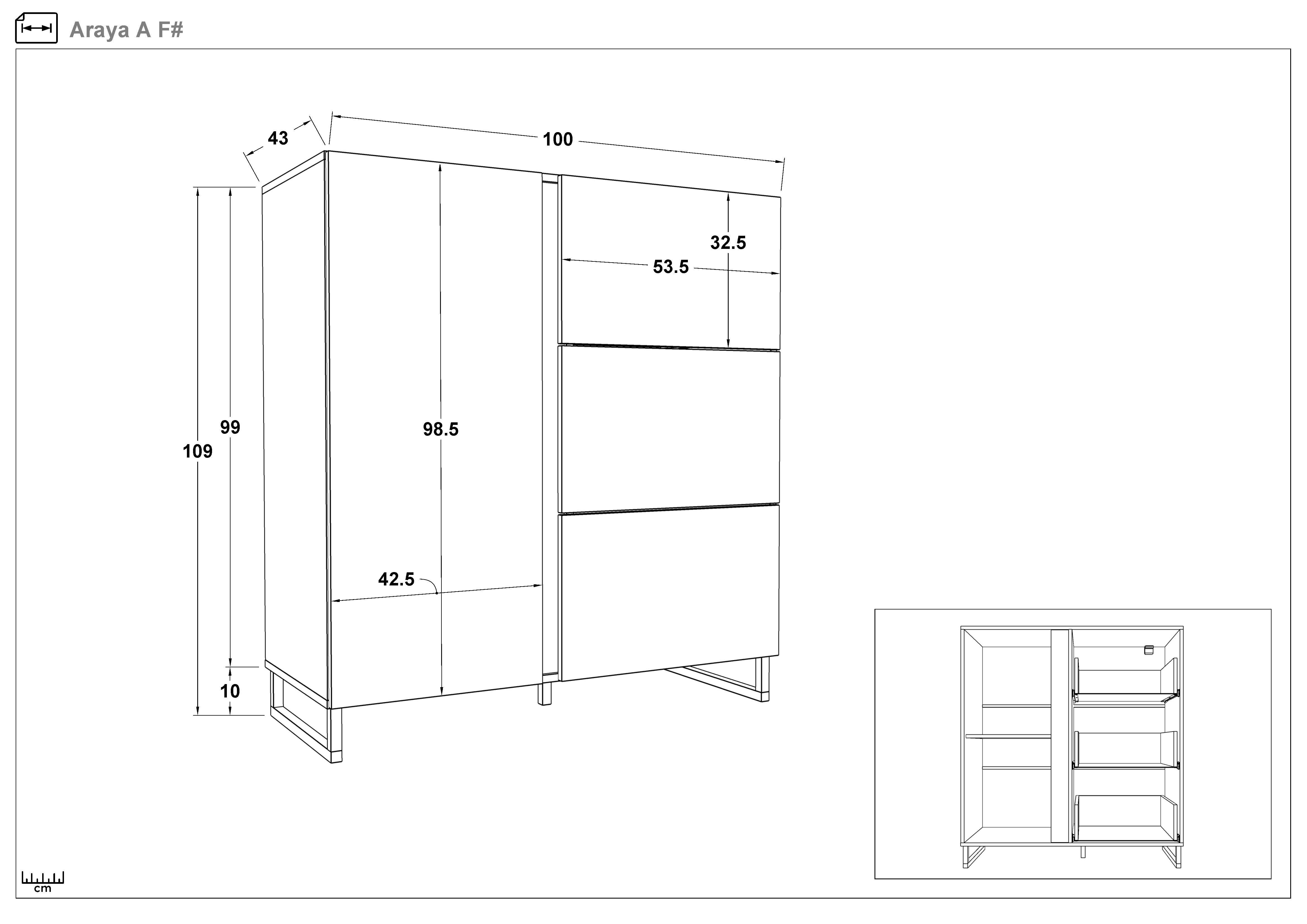 Comoda Araya A, casmir + stejar Castello honey  2