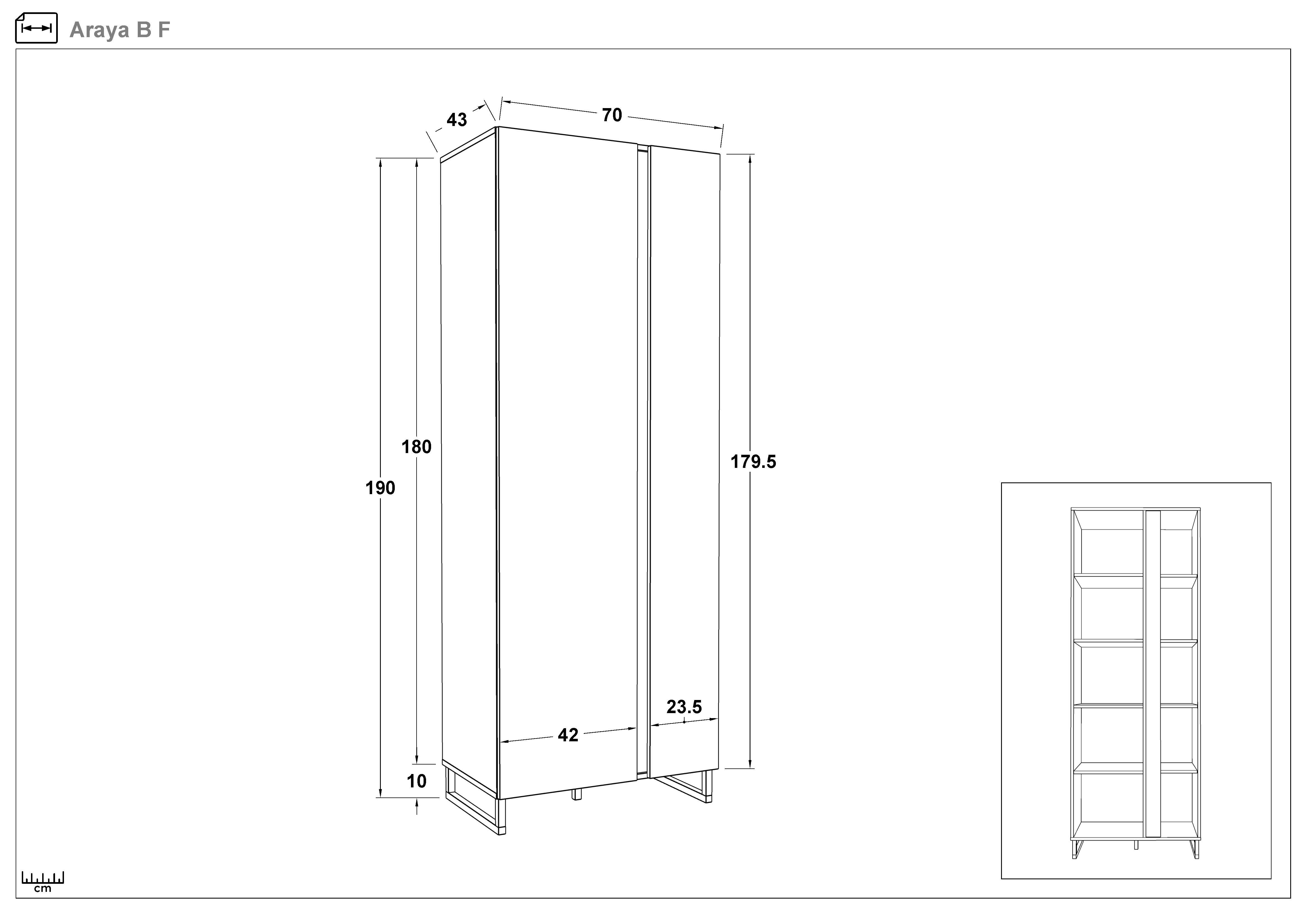 Dulap inalt Araya B, casmir + stejar Castello honey  2