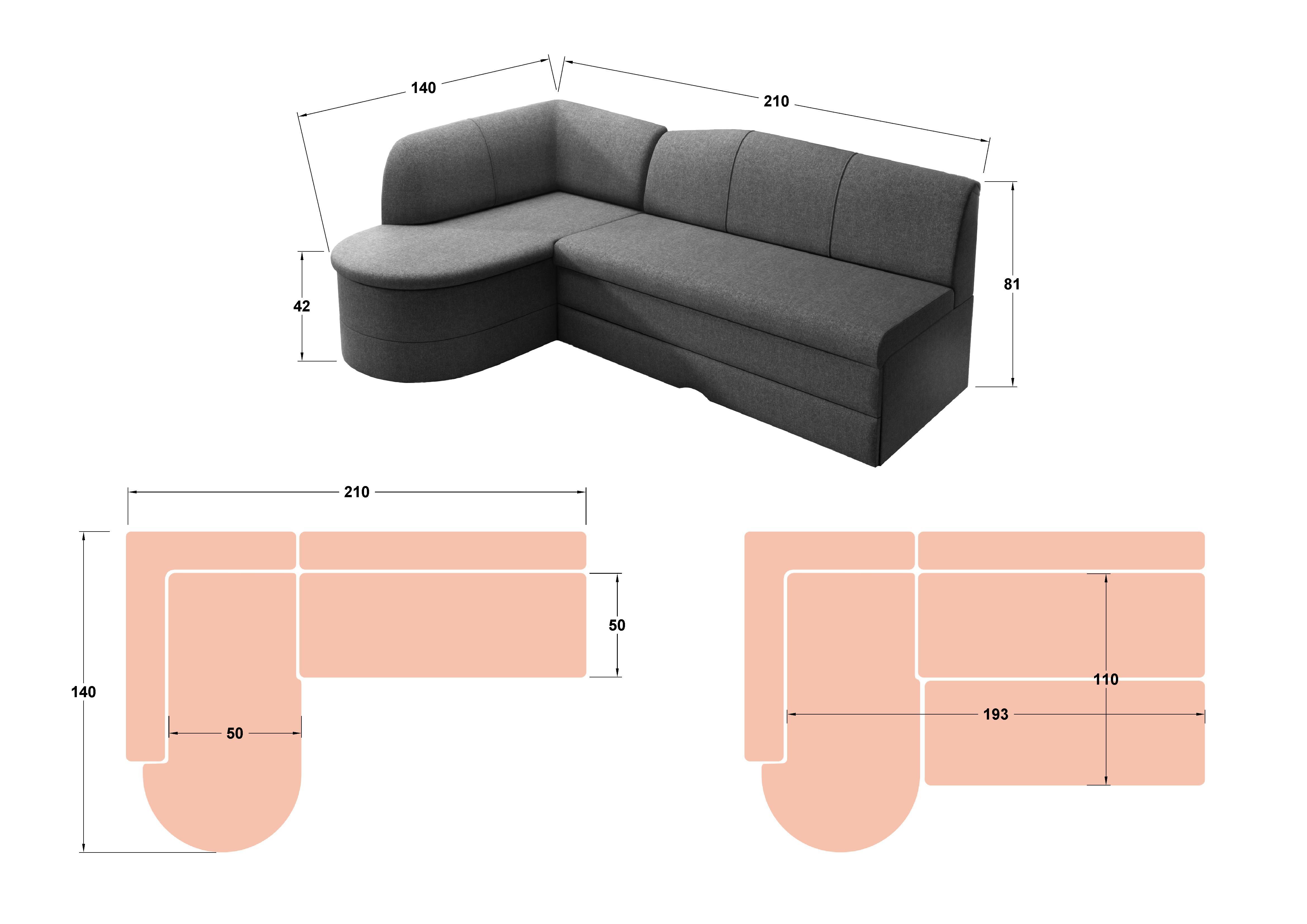 Coltar de bucatarie Arelo, gri inchis  2