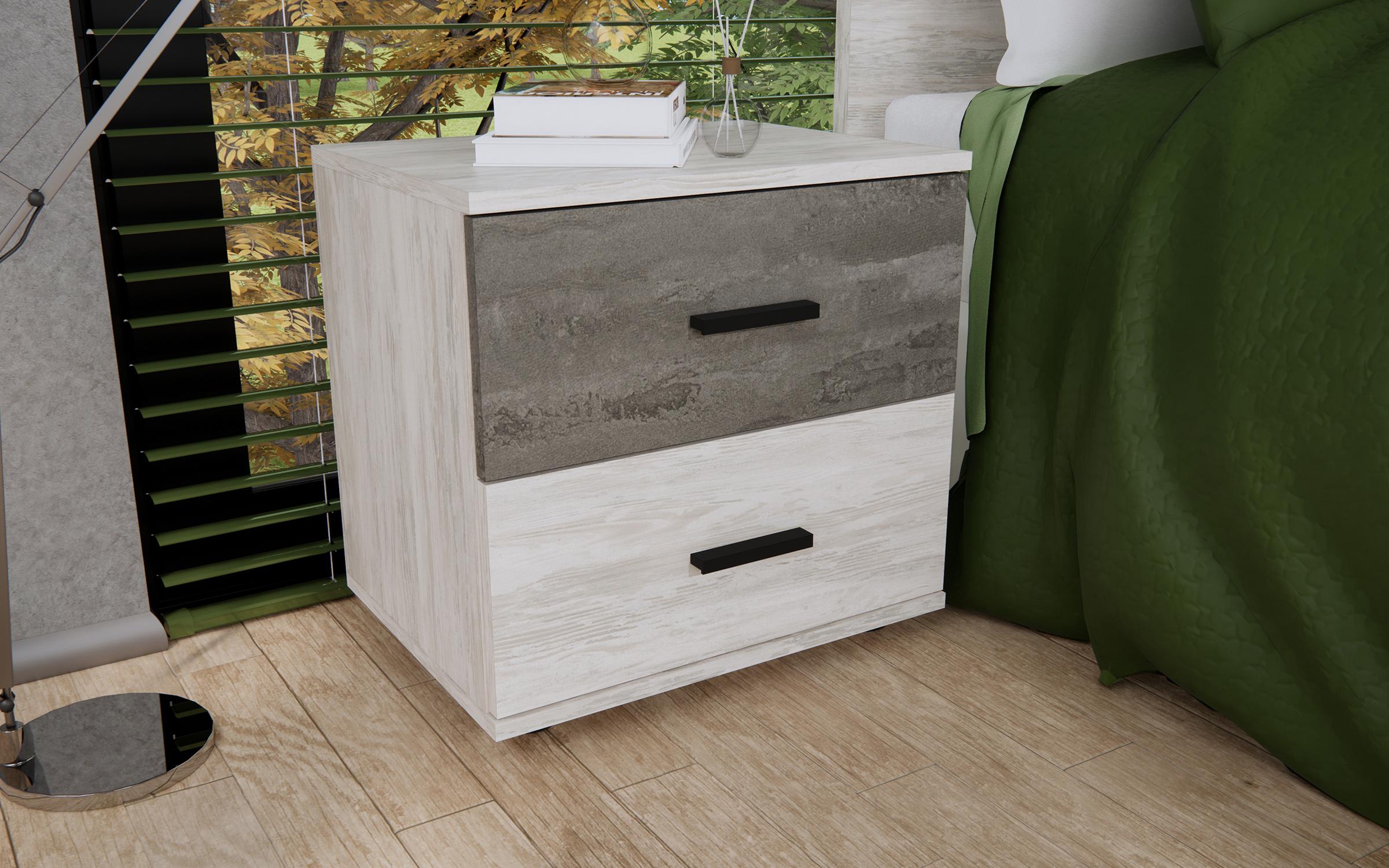 Noptiera Mate, artwood deschis + beton  1