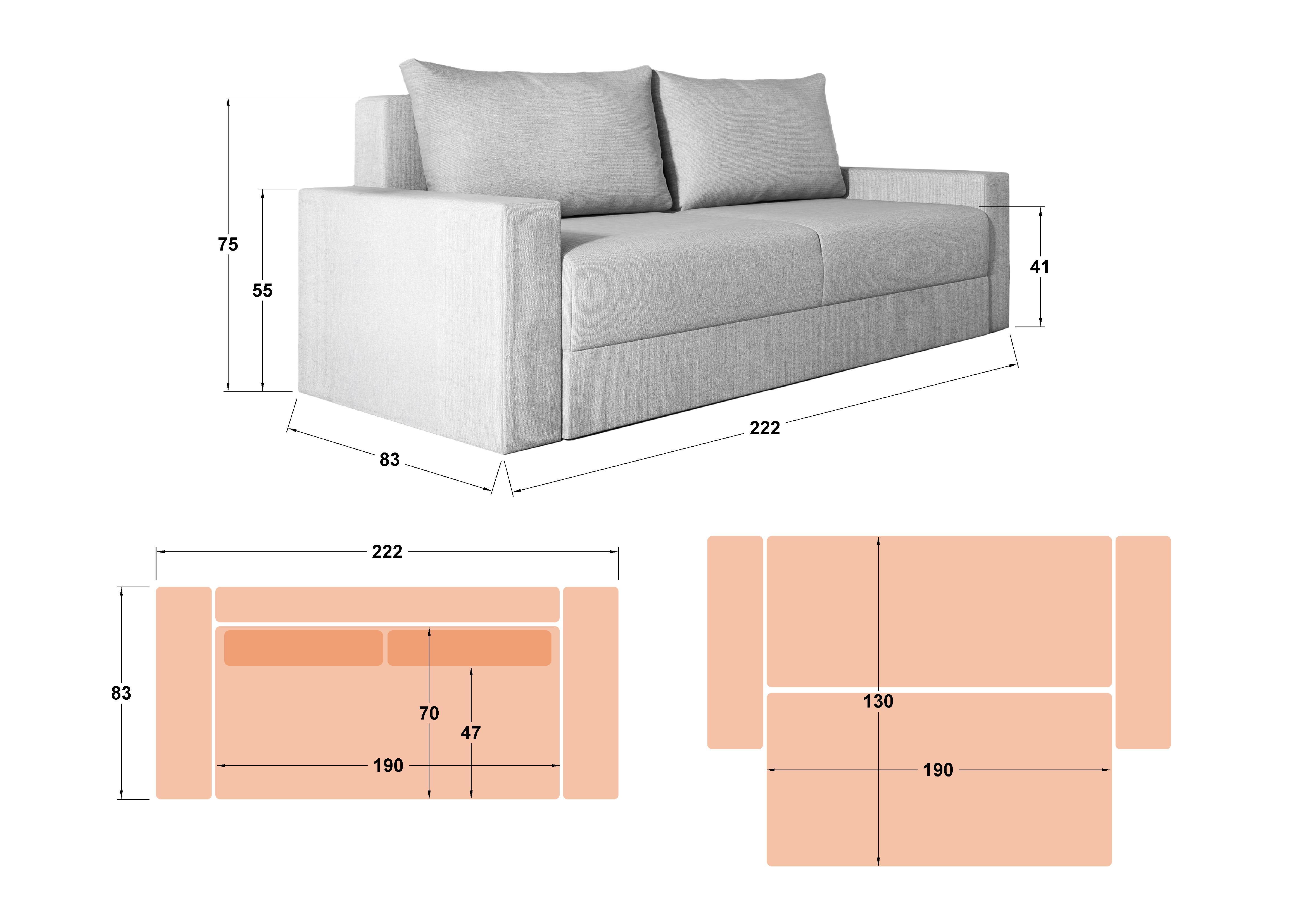 Canapea extensibila Arizona, maro + bej  2