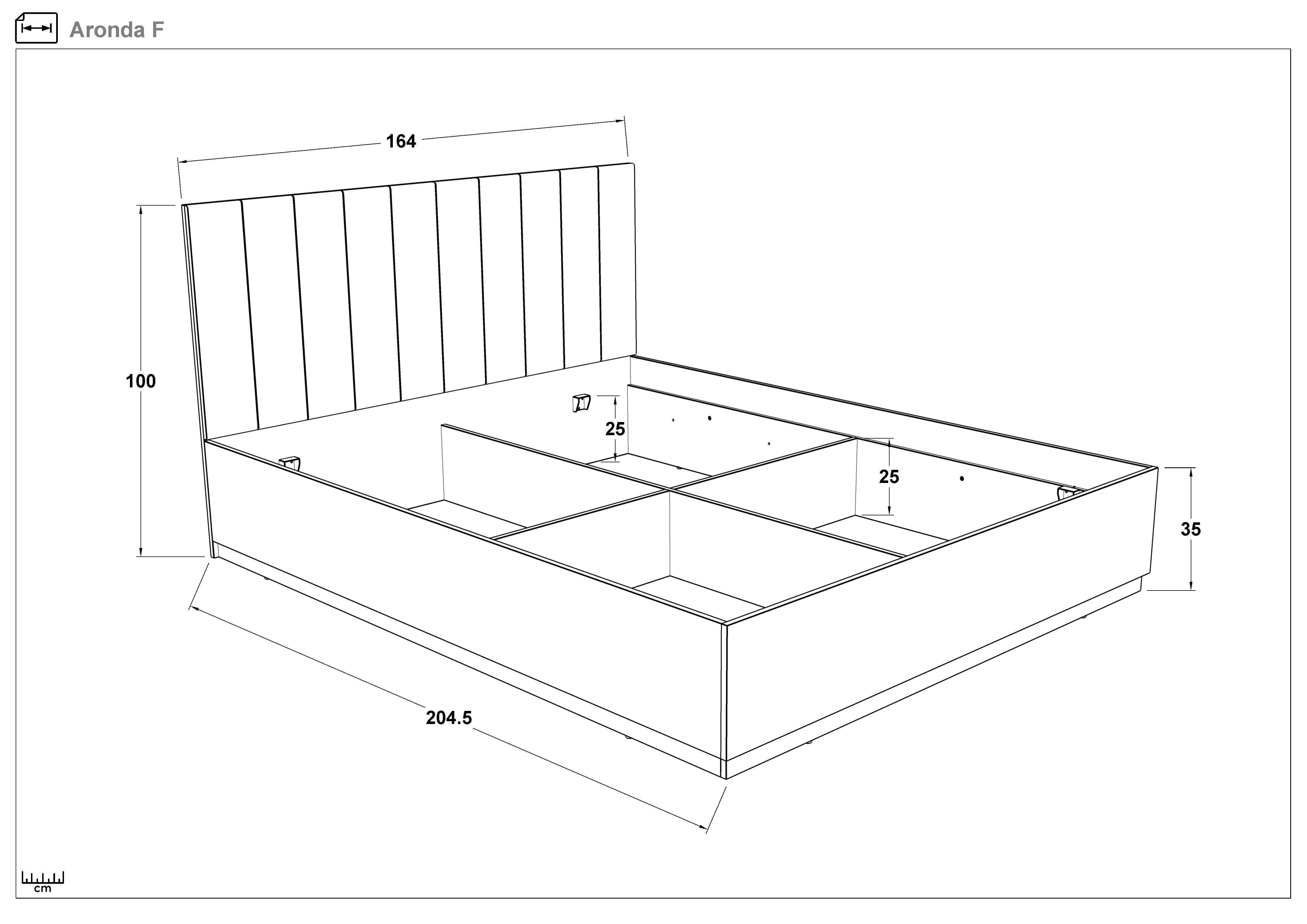 Pat dublu 160/200 Aronda + saltea, Silk + stejar coniac  2