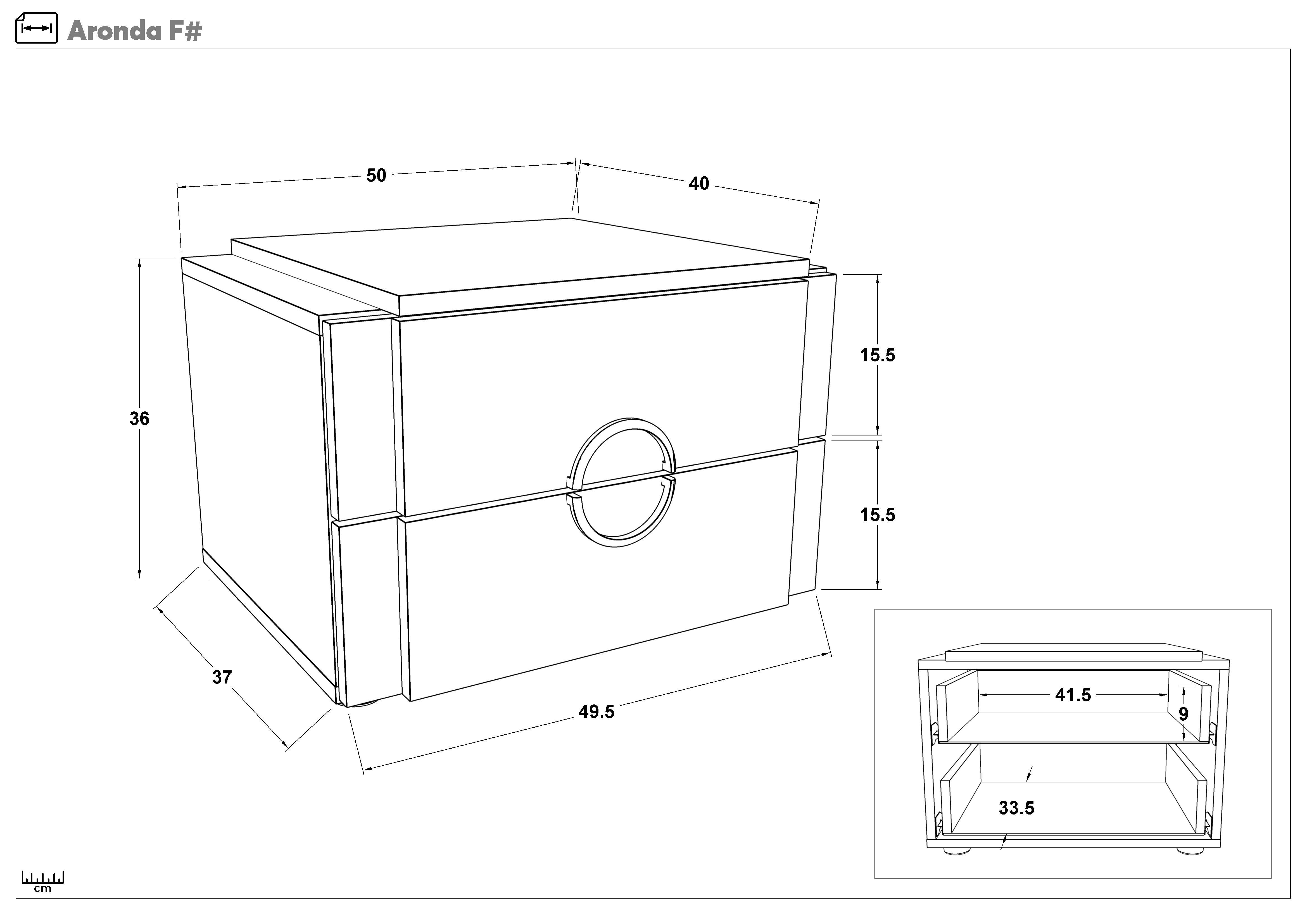 Noptiera Aronda, Silk + stejar coniac  2