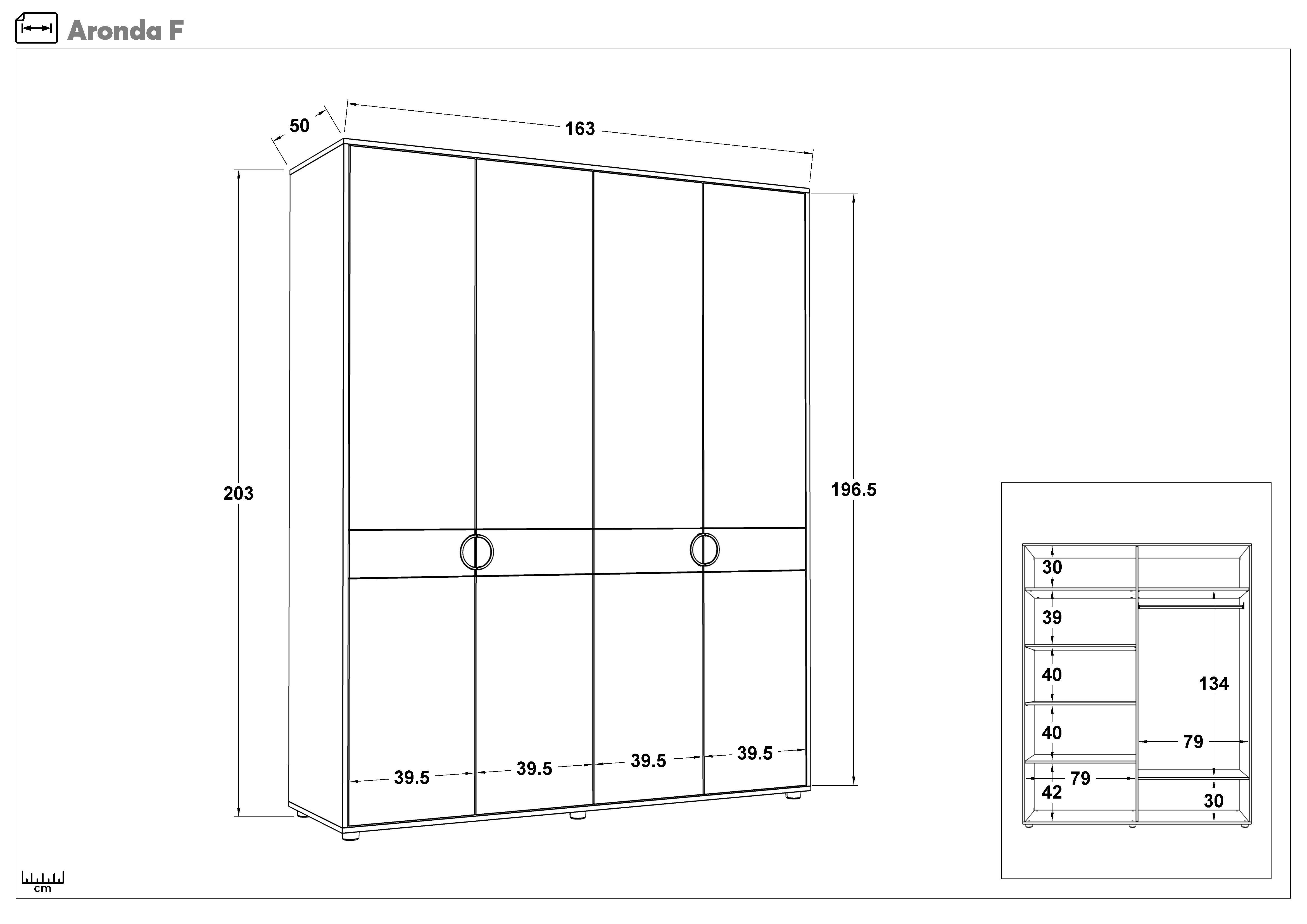 Set dormitor 160/200 Aronda + saltea, Silk + stejar coniac  5