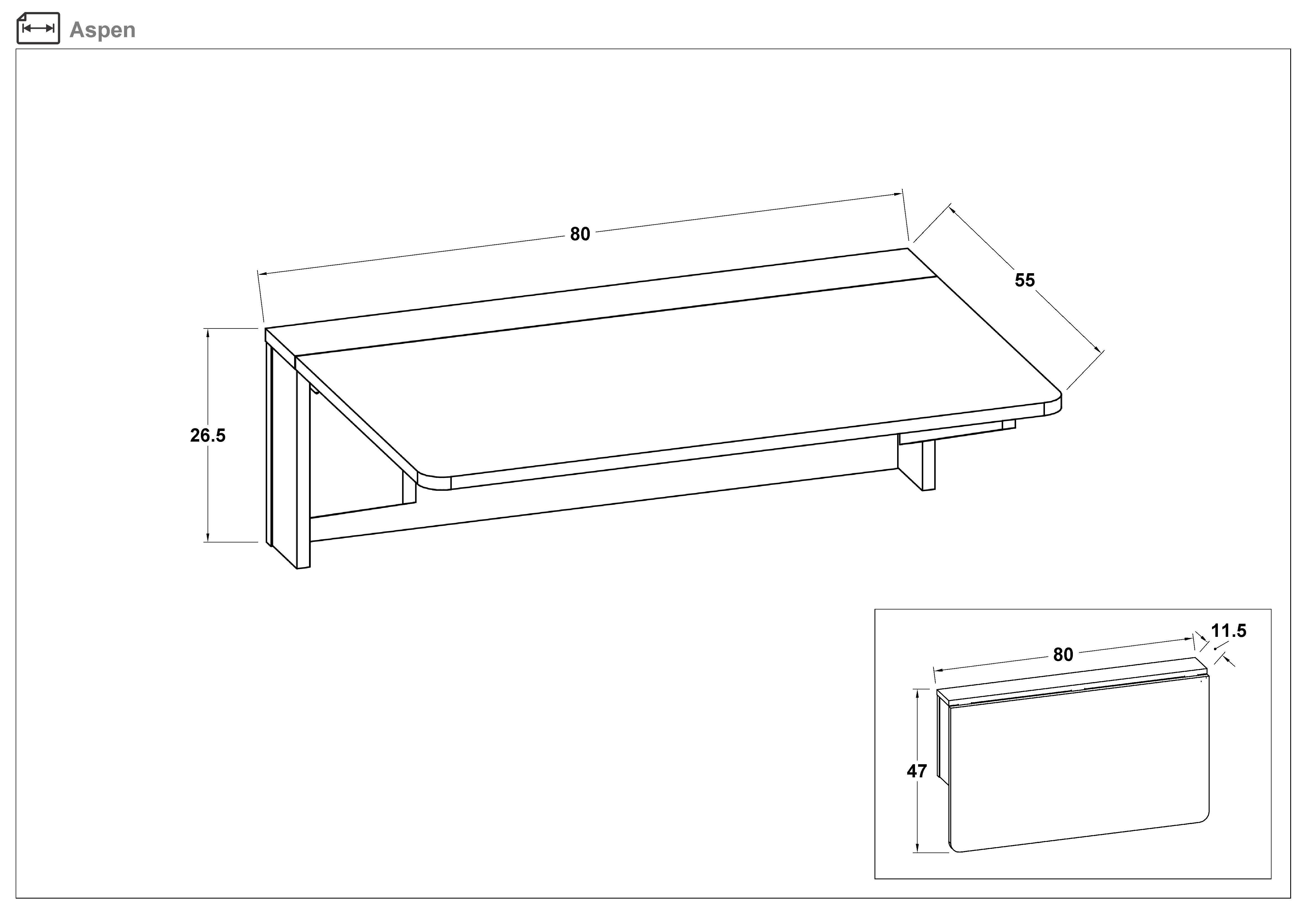 Masa pentru perete /pliabila/ Aspen, stejar auriu craft  2
