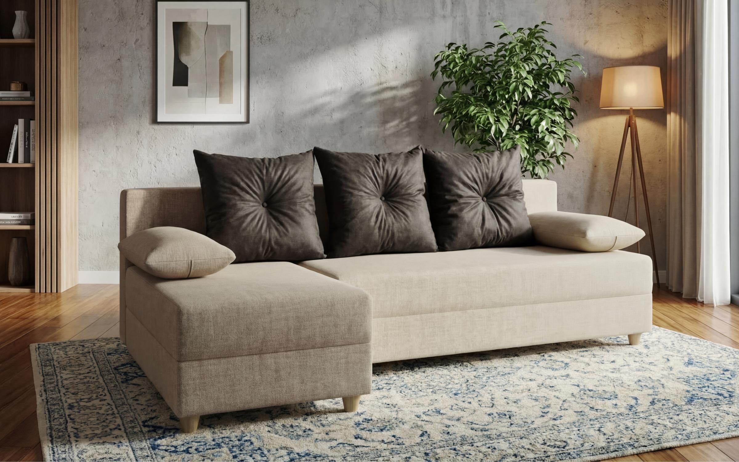 Раскладной угловой диван Атлас, бежевый + антрацит  3