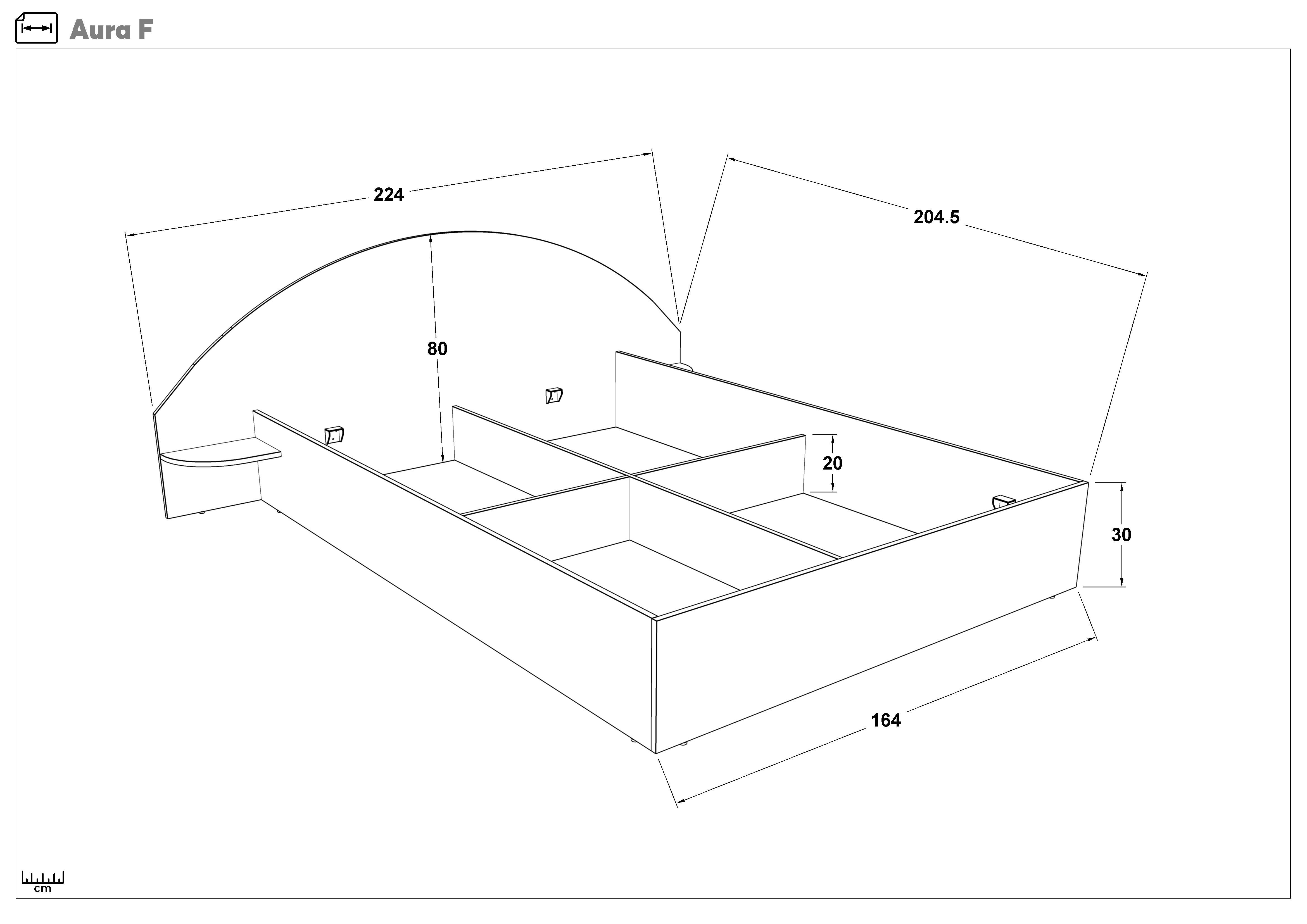 Pat dublu 160/200 Aura + saltea, wenge + stejar sonoma  2