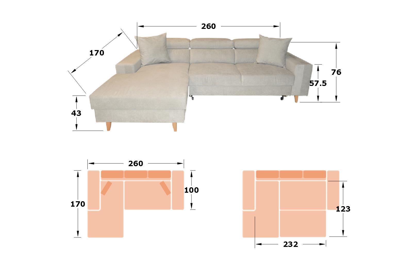 Coltar extensibil Avelino, gri + galben  2