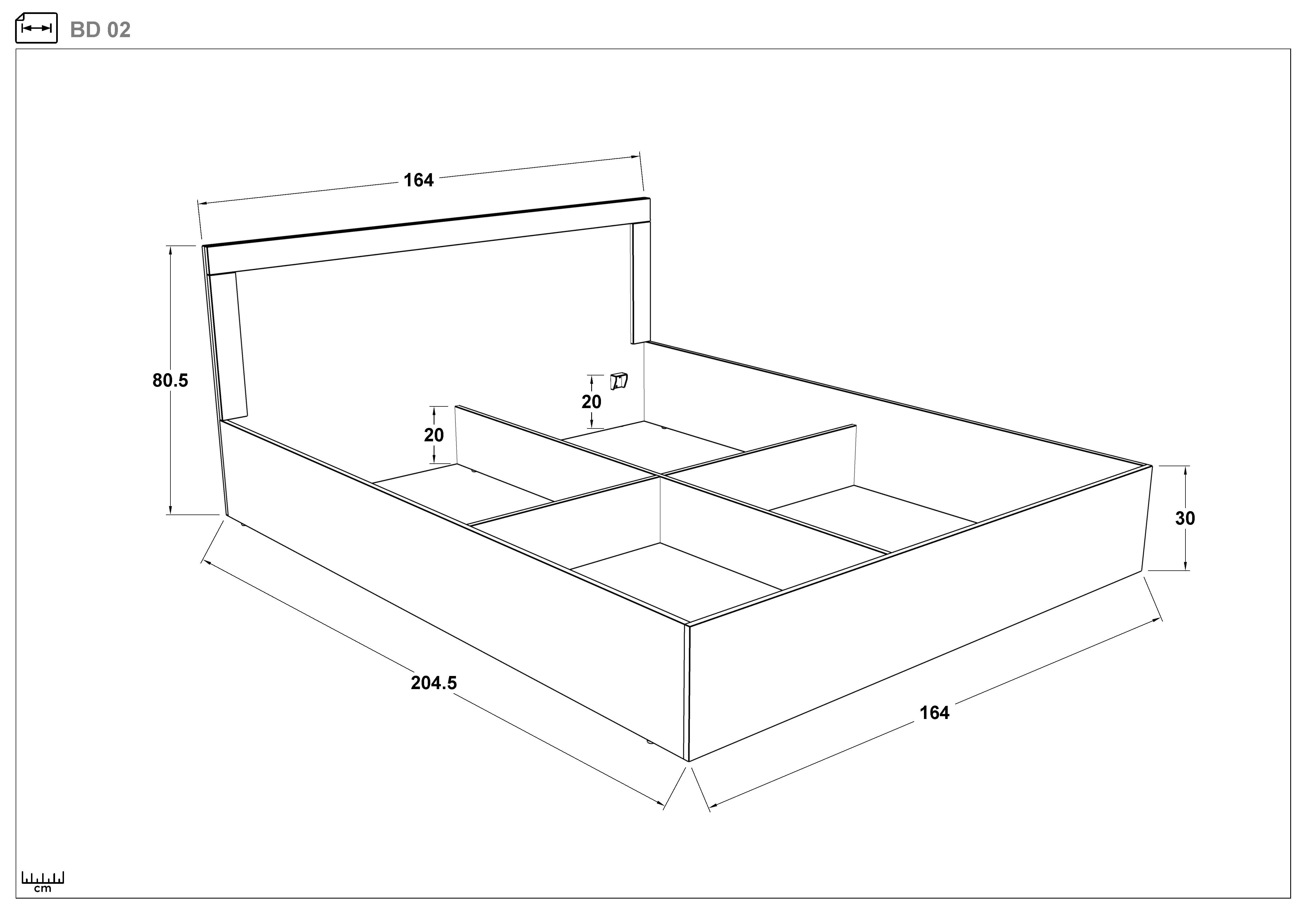 Спальный гарнитур под матрас 160/200 Торонто, темный скандинавский дуб + белый матовый  6