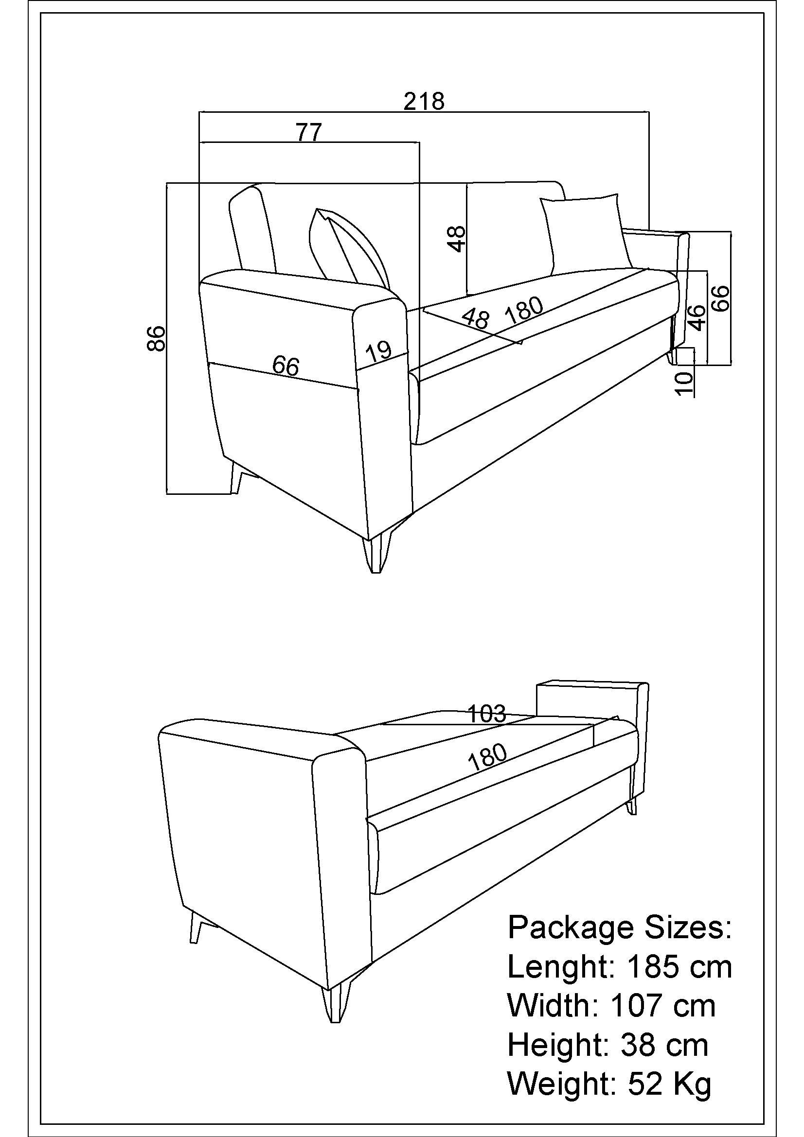 Canapea extensibila click- clack Verti, gri  2