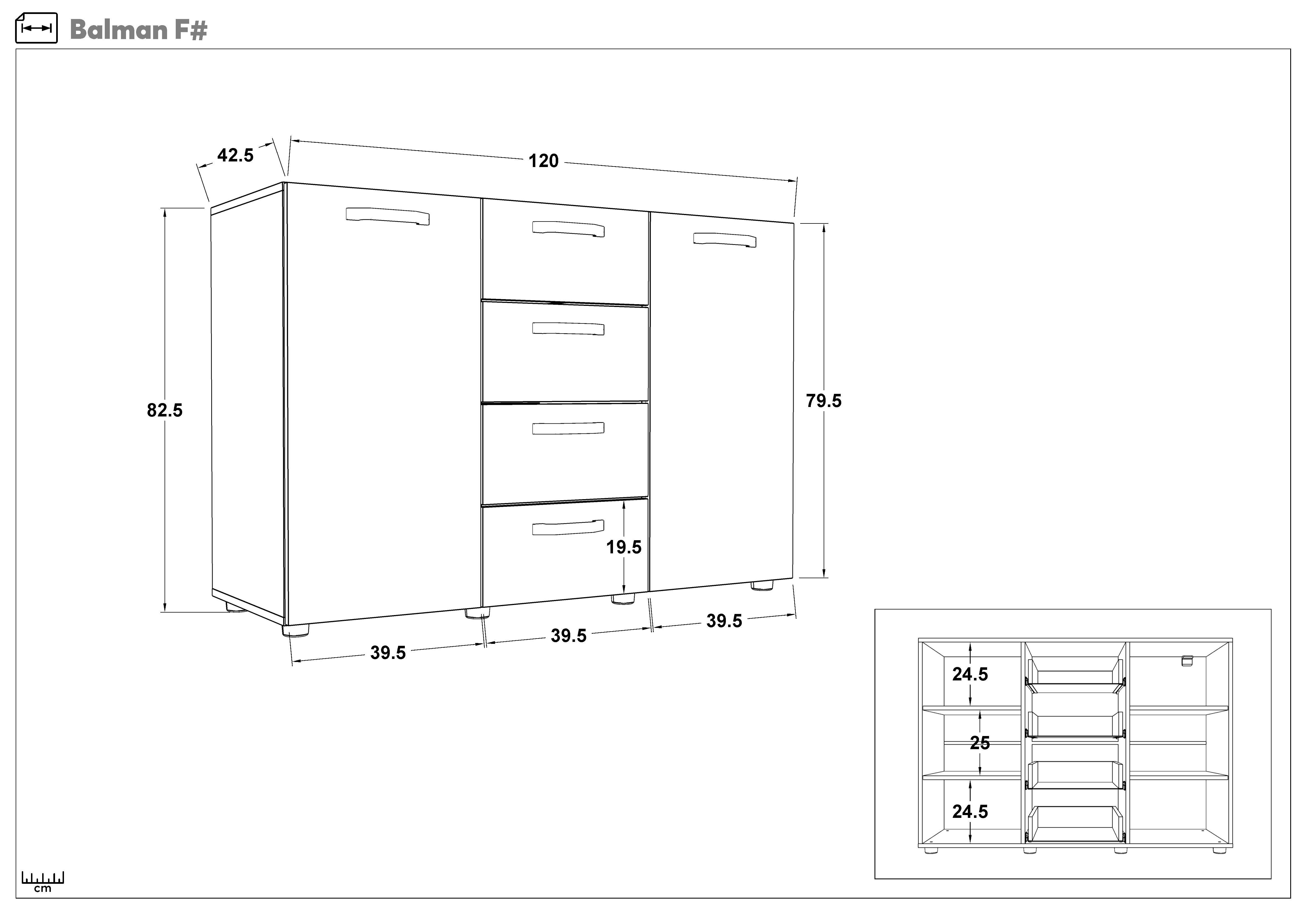 Комод Балман, белый глянец + дуб античный  2