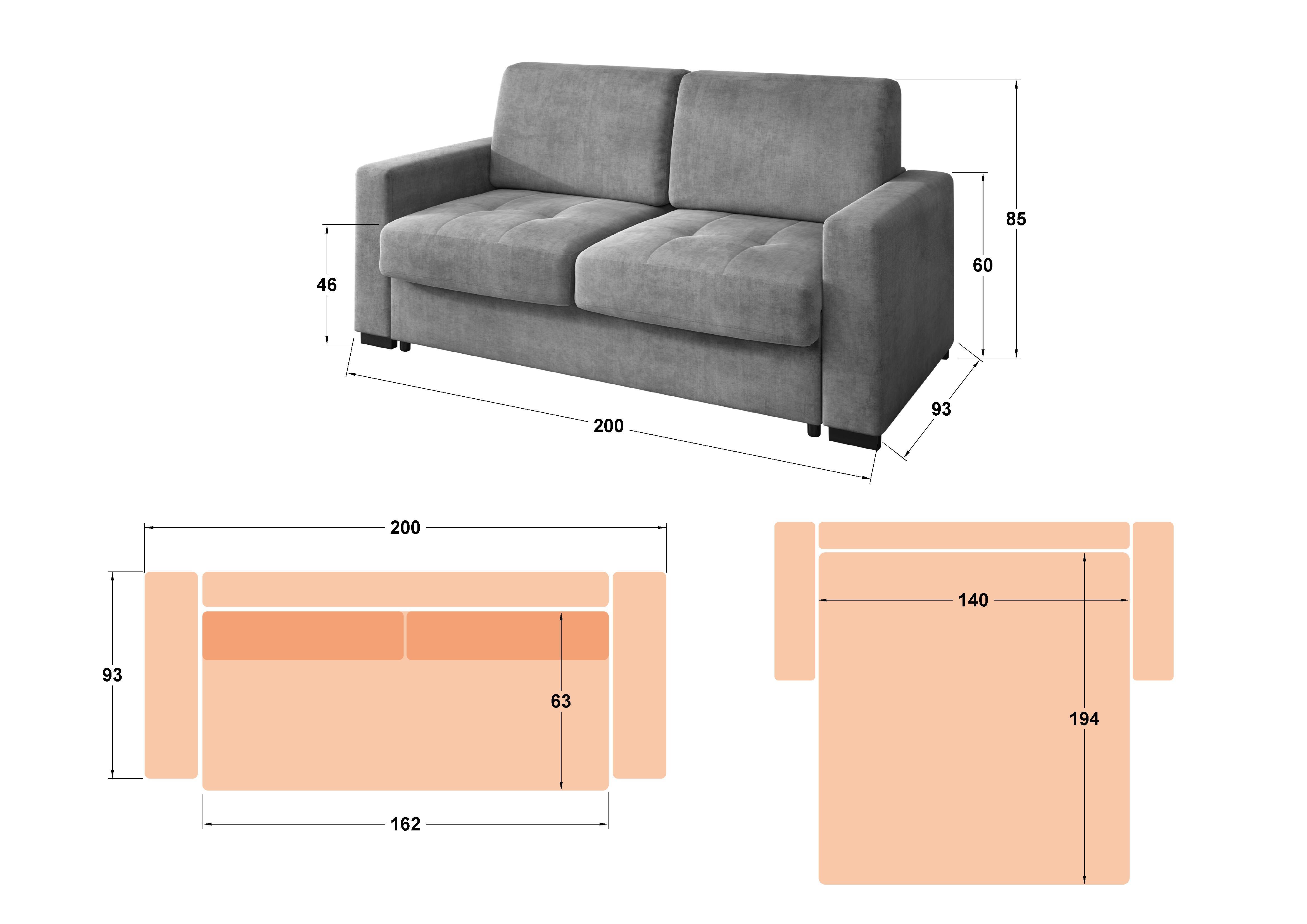 Canapea extensibila Barion, gri inchis  2