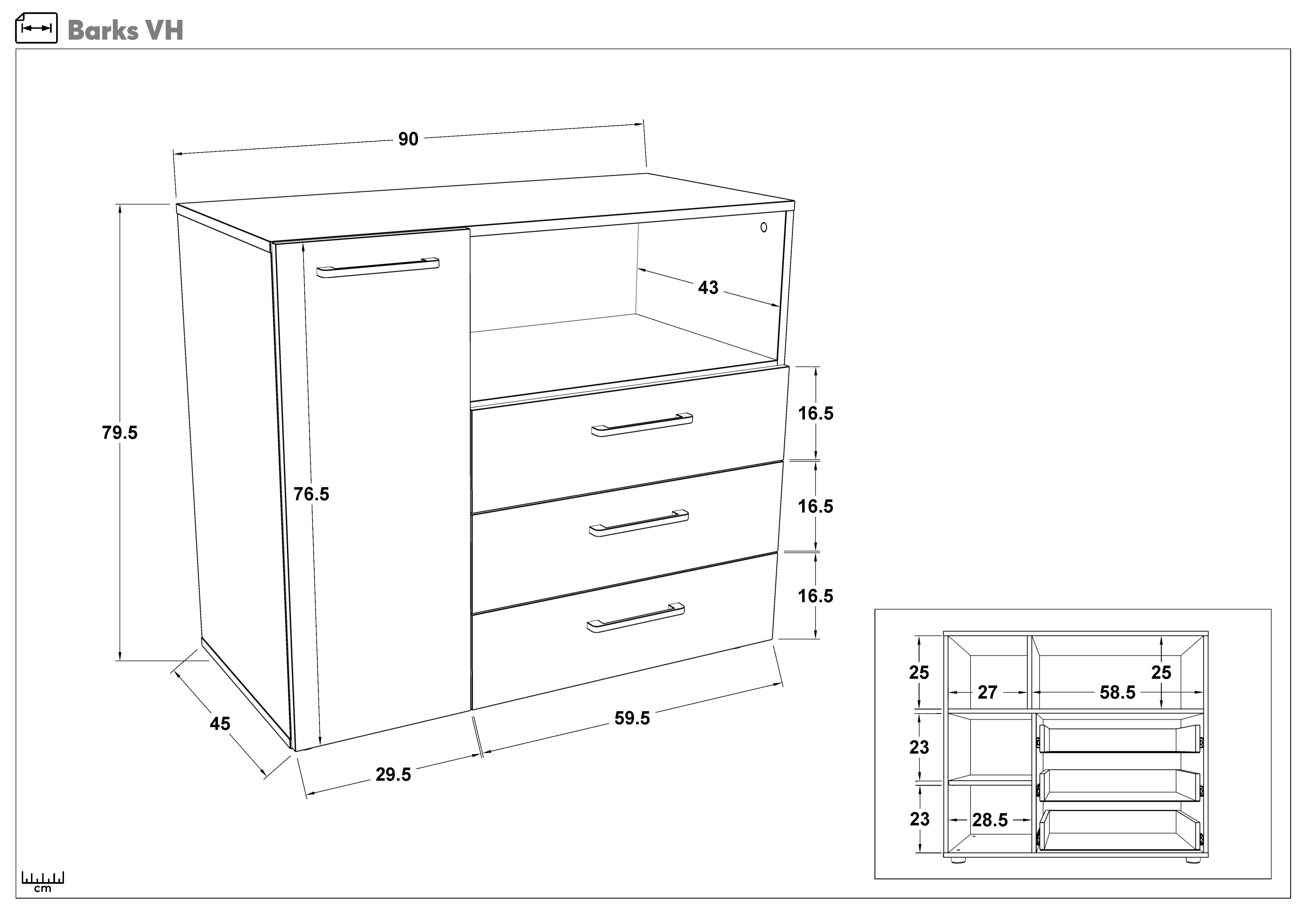 Comoda Barx, stejar scandinav inchis + negru mat  2