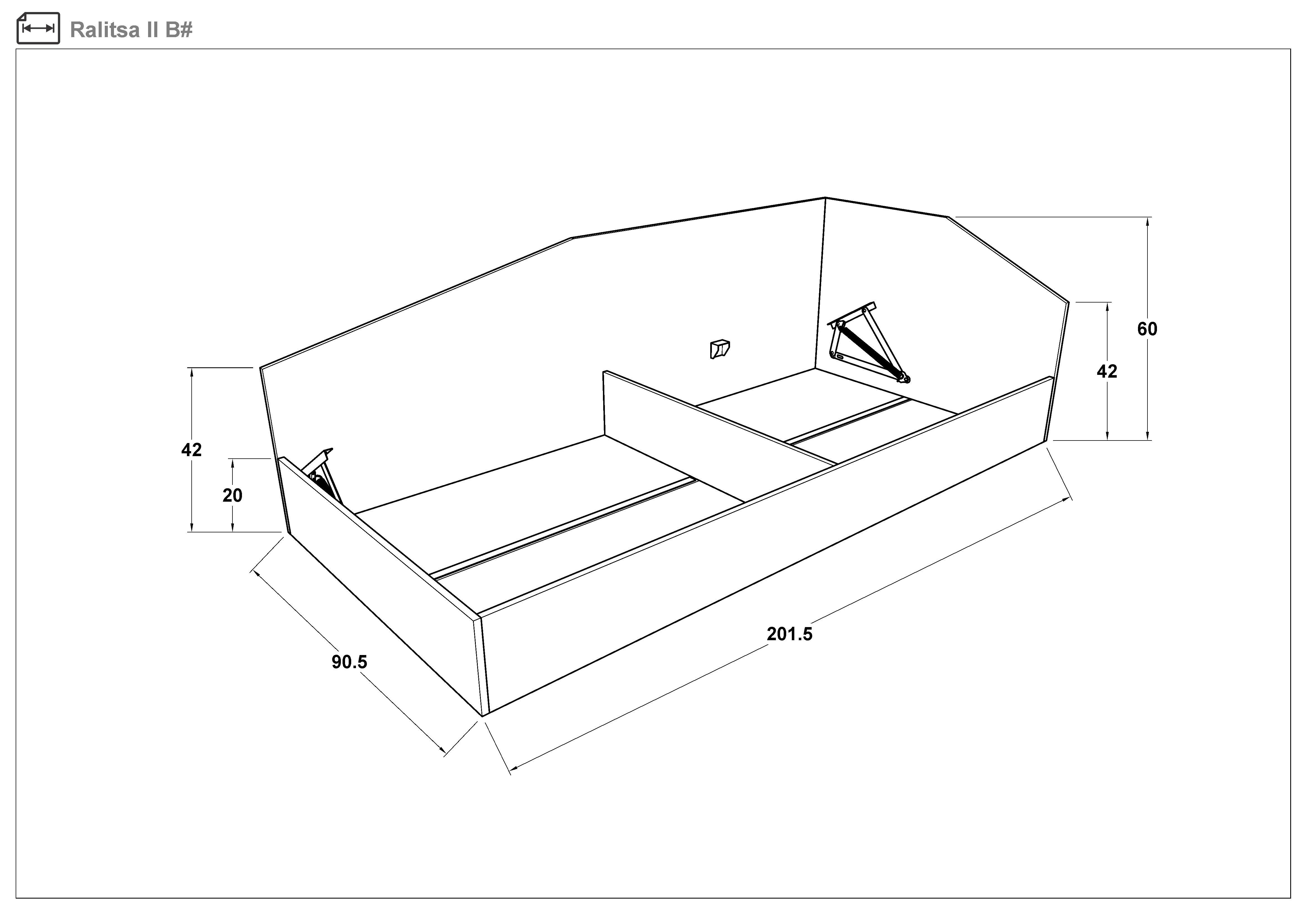 Кровать с механизмом под матрас 90/200 Ралица, дуб сонома  2