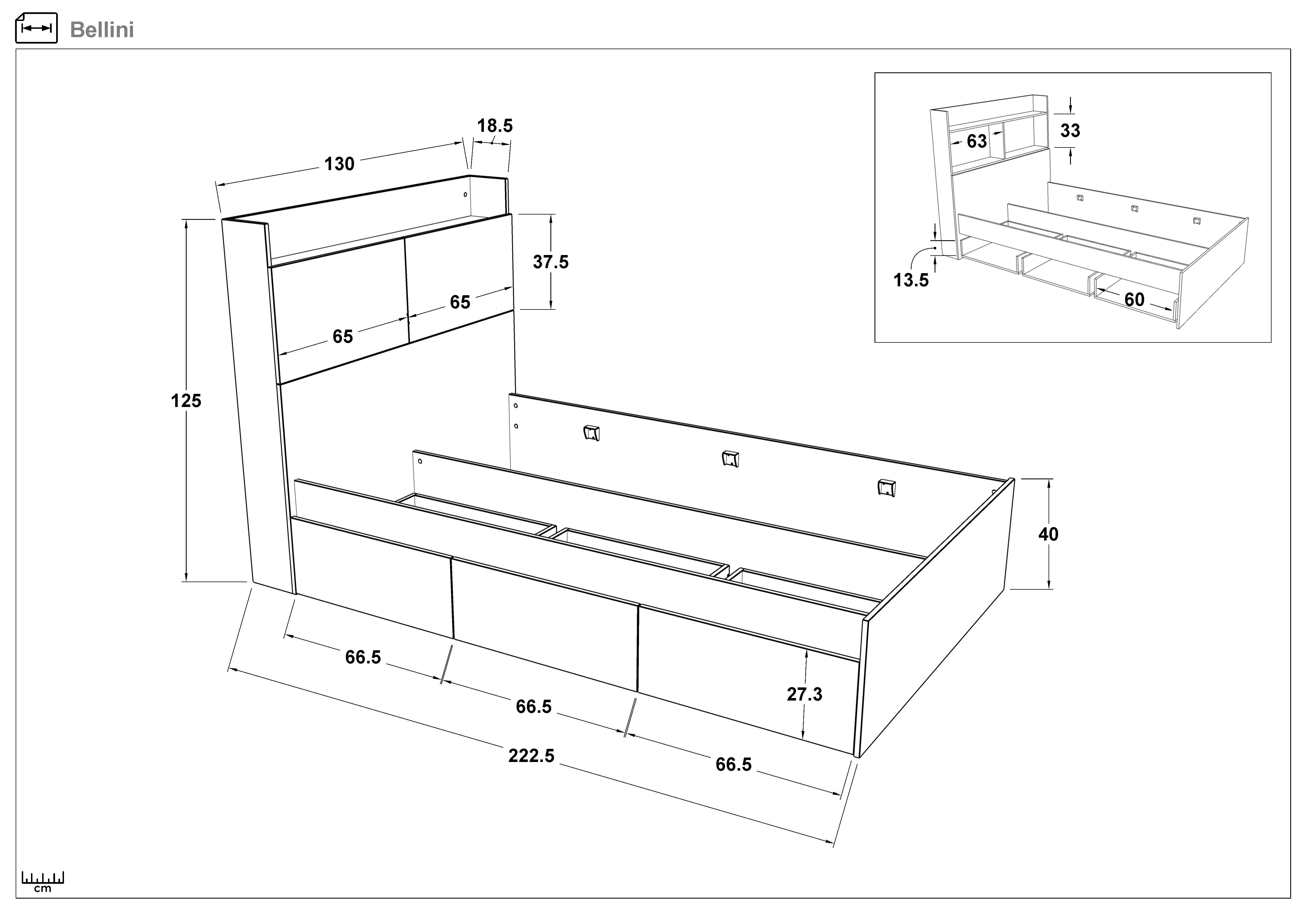 Кровать + ящики под матрас 120/200 Беллини, белый  2