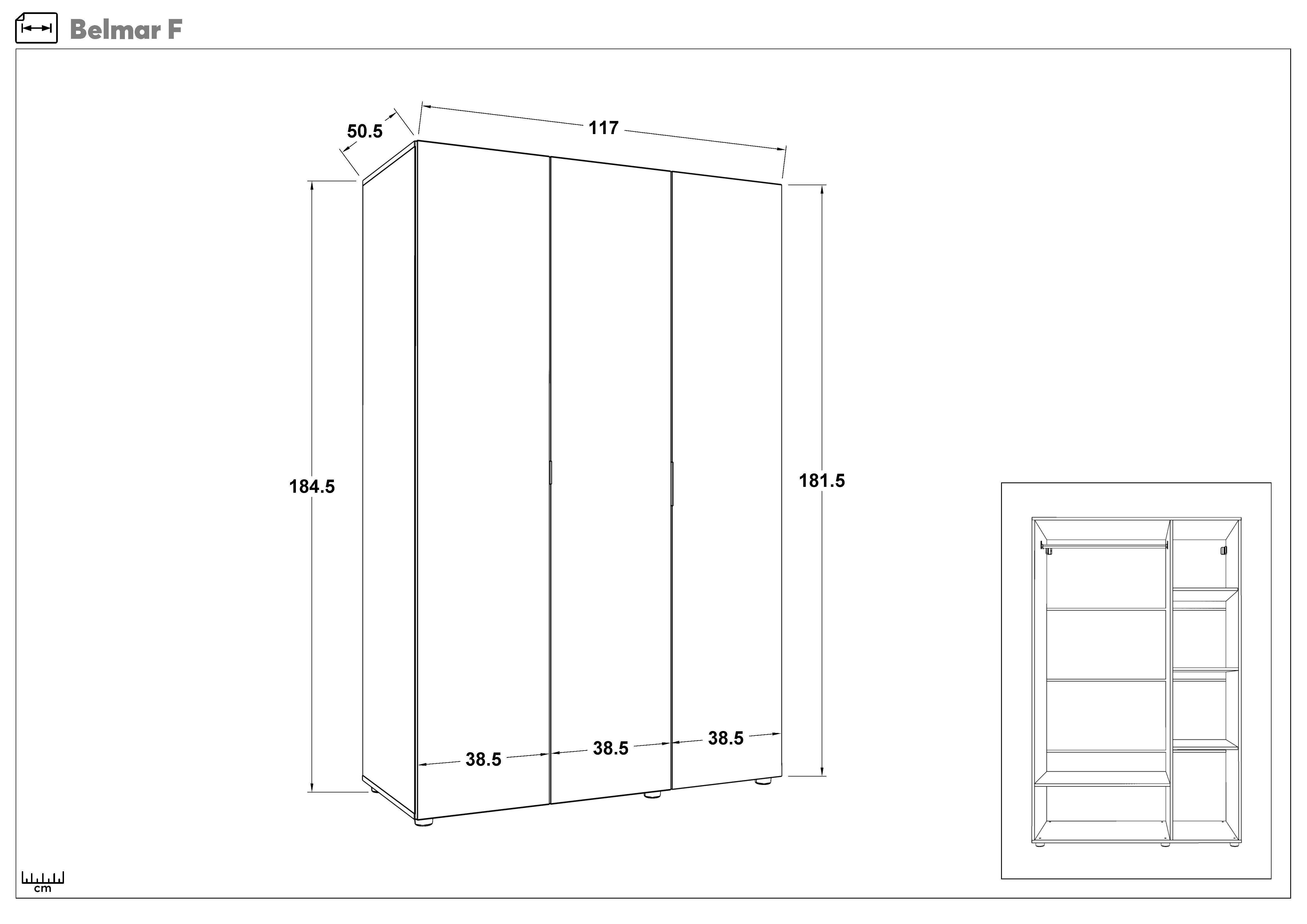 Set dormitor 140/200 Belmar S + saltea, Silk + stejar scandinav deschis  3