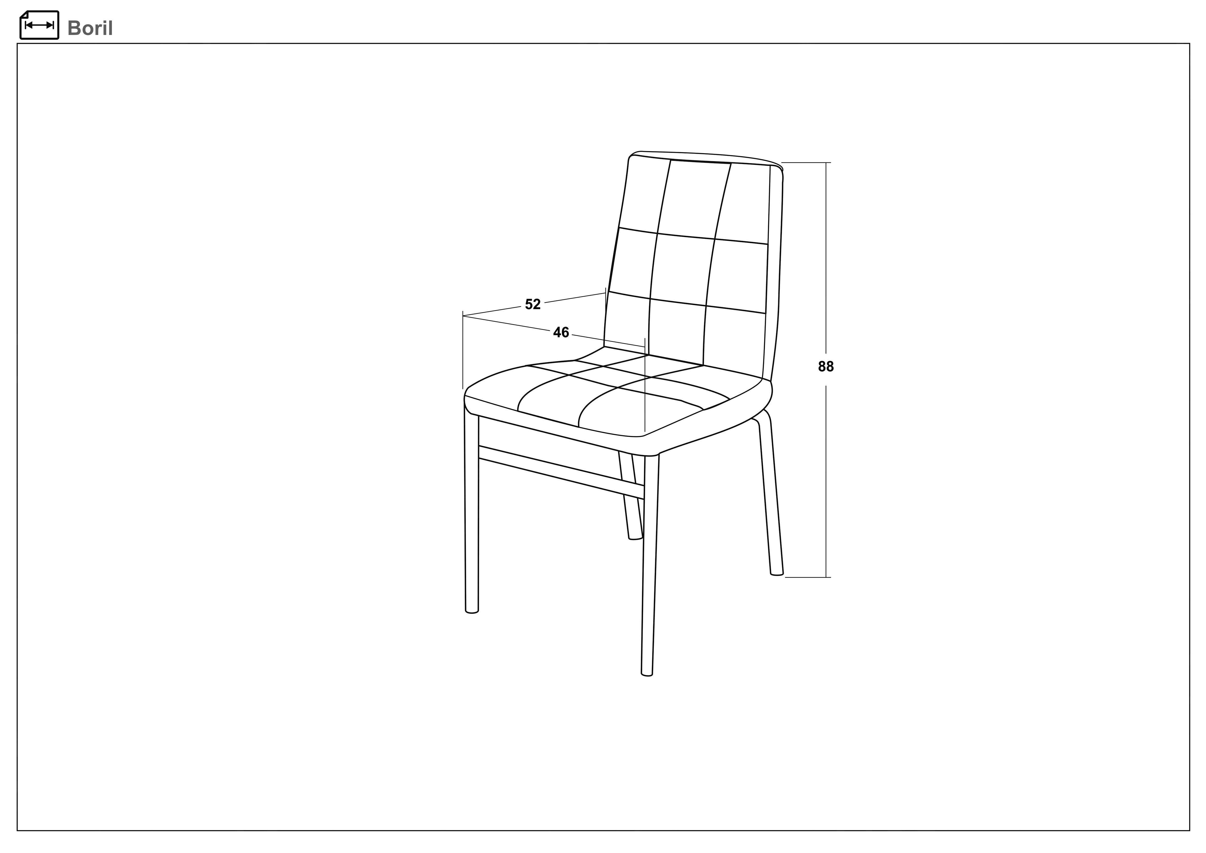 Scaun de masa Boril, negru  2