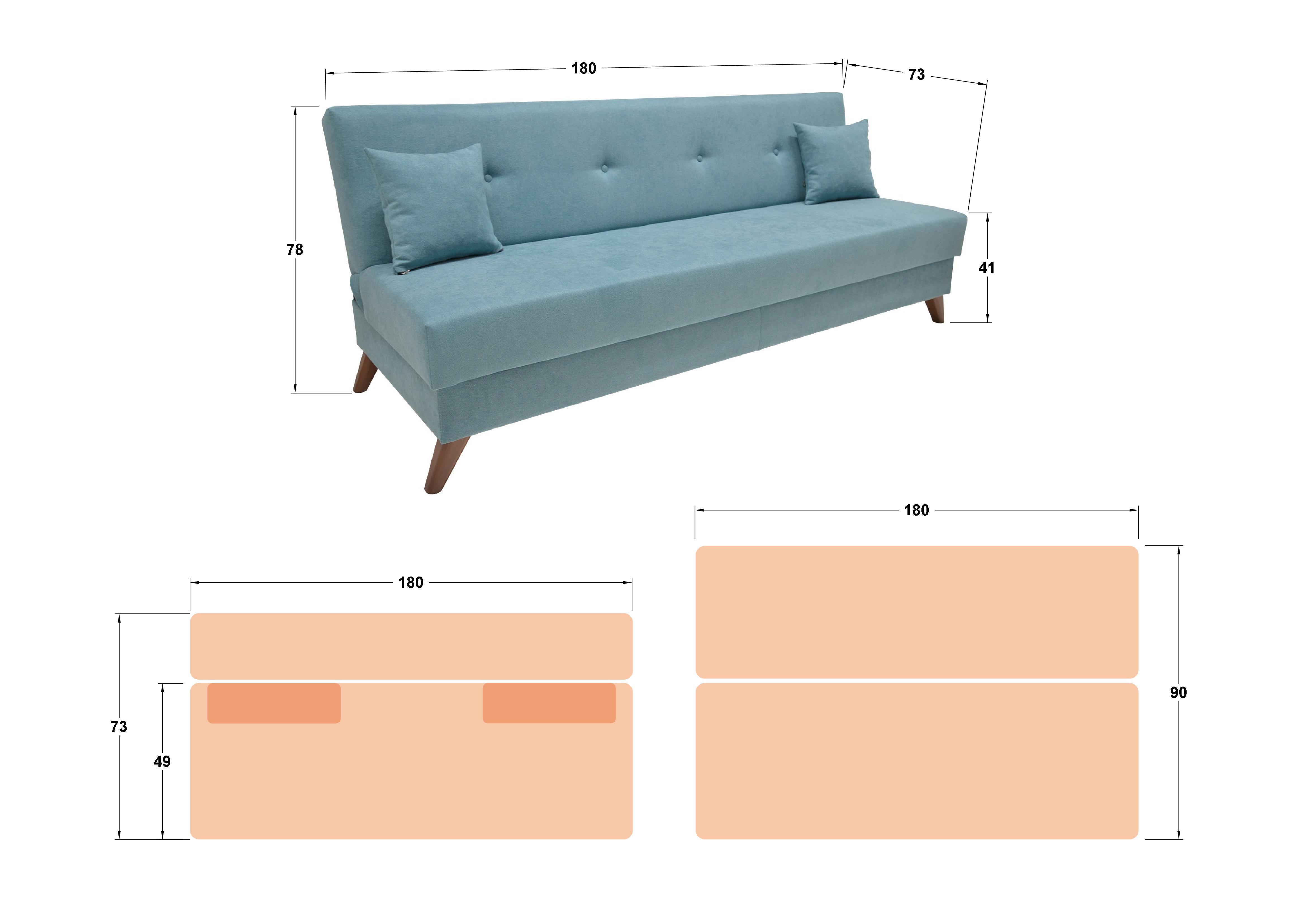Canapea extensibila click- clack Brent, gri-maroniu  2
