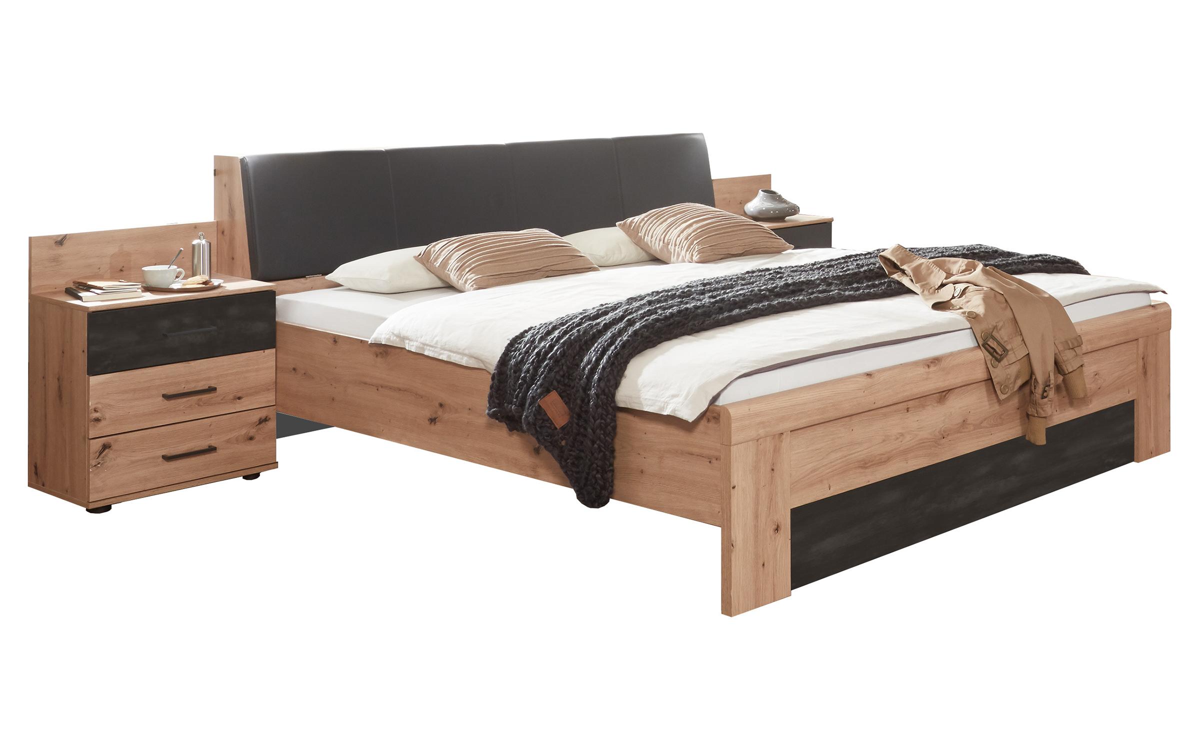 Set dormitor Velano pentru saltea 180/200, stejar artisan + gri metalic  2