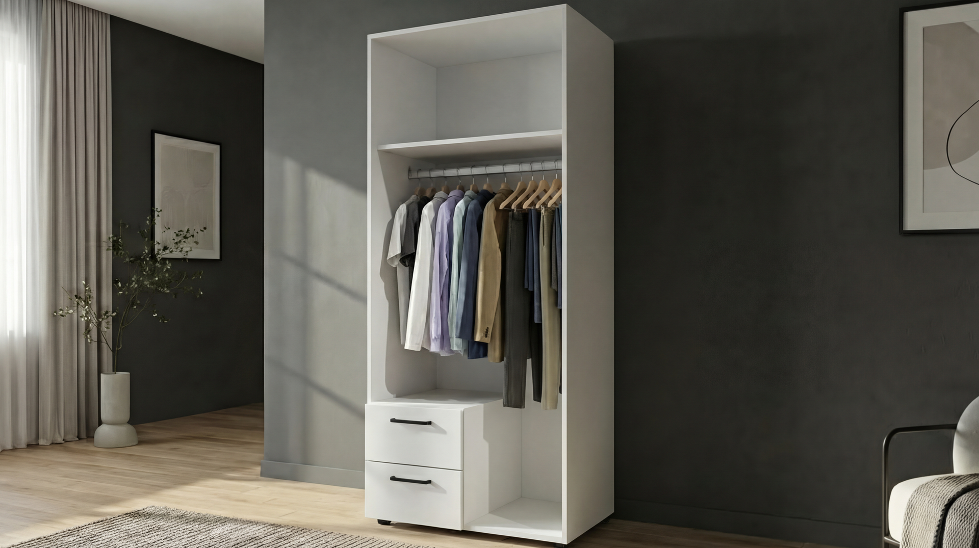 Dulap cu bara pentru umerase Bruno S 1, alb  2