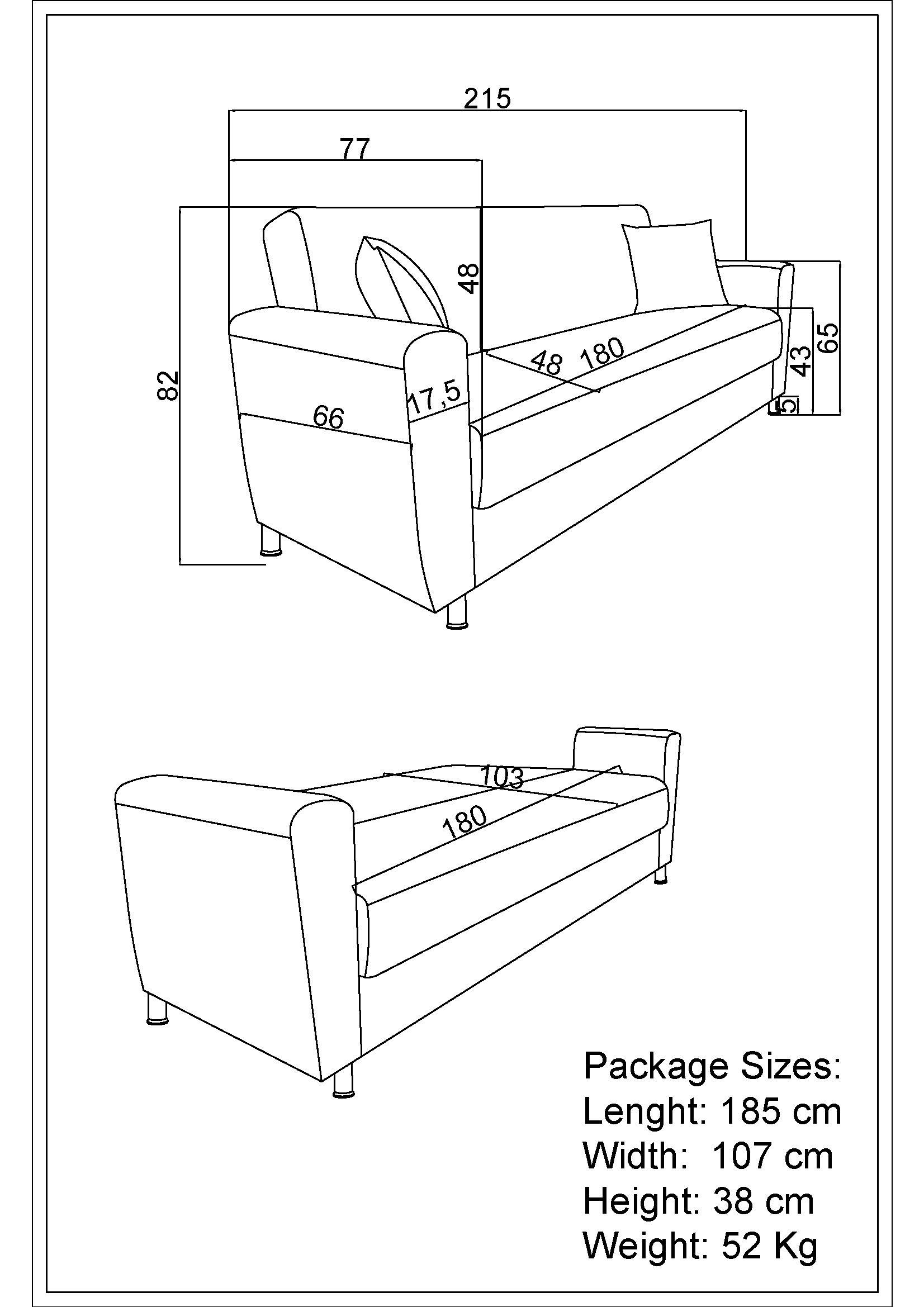 Canapea extensibila click- clack Koris, gri  2