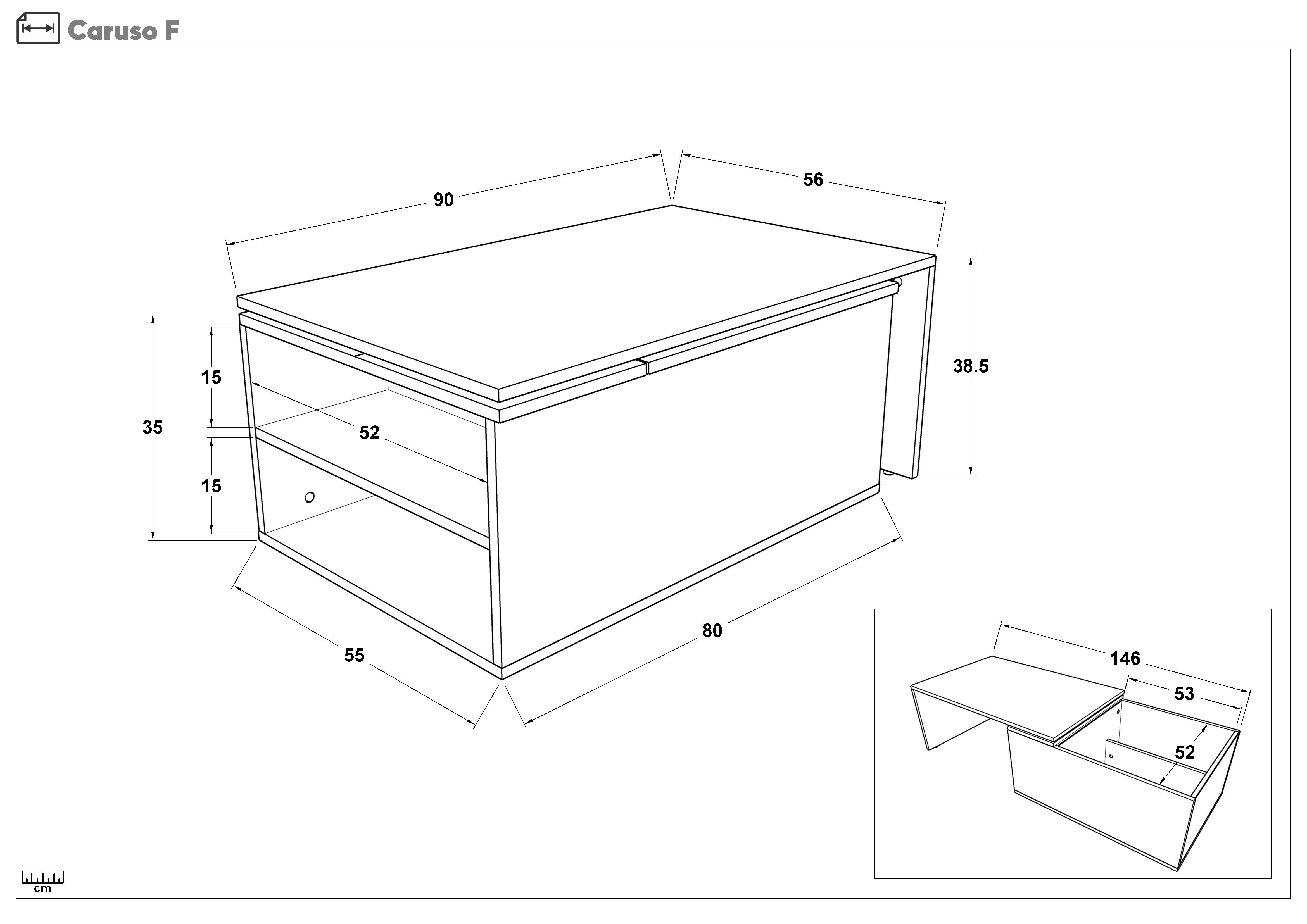 Masuta de cafea Karuzo, casmir + stejar antracit  2